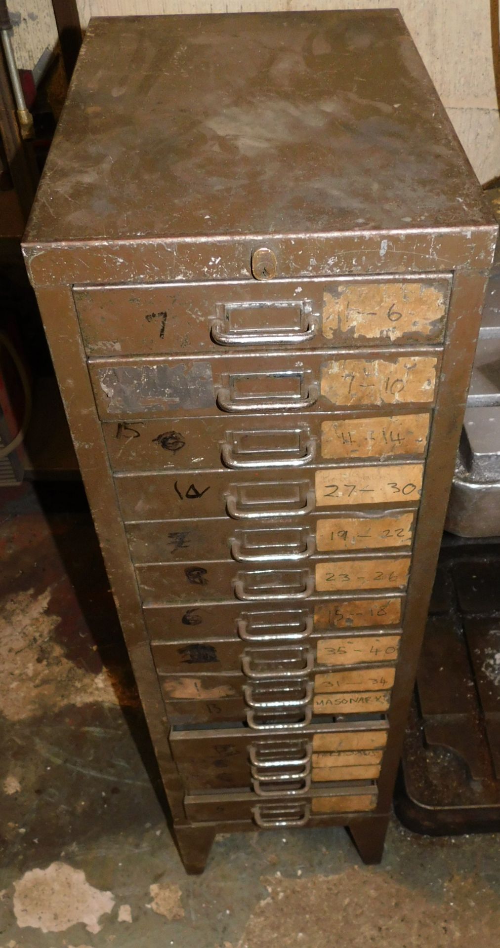 Progress No 3A Pillar Drill, Serial Number; 2348640 with Multi Draw Cabinet of Drill Bits etc. ( - Image 6 of 21