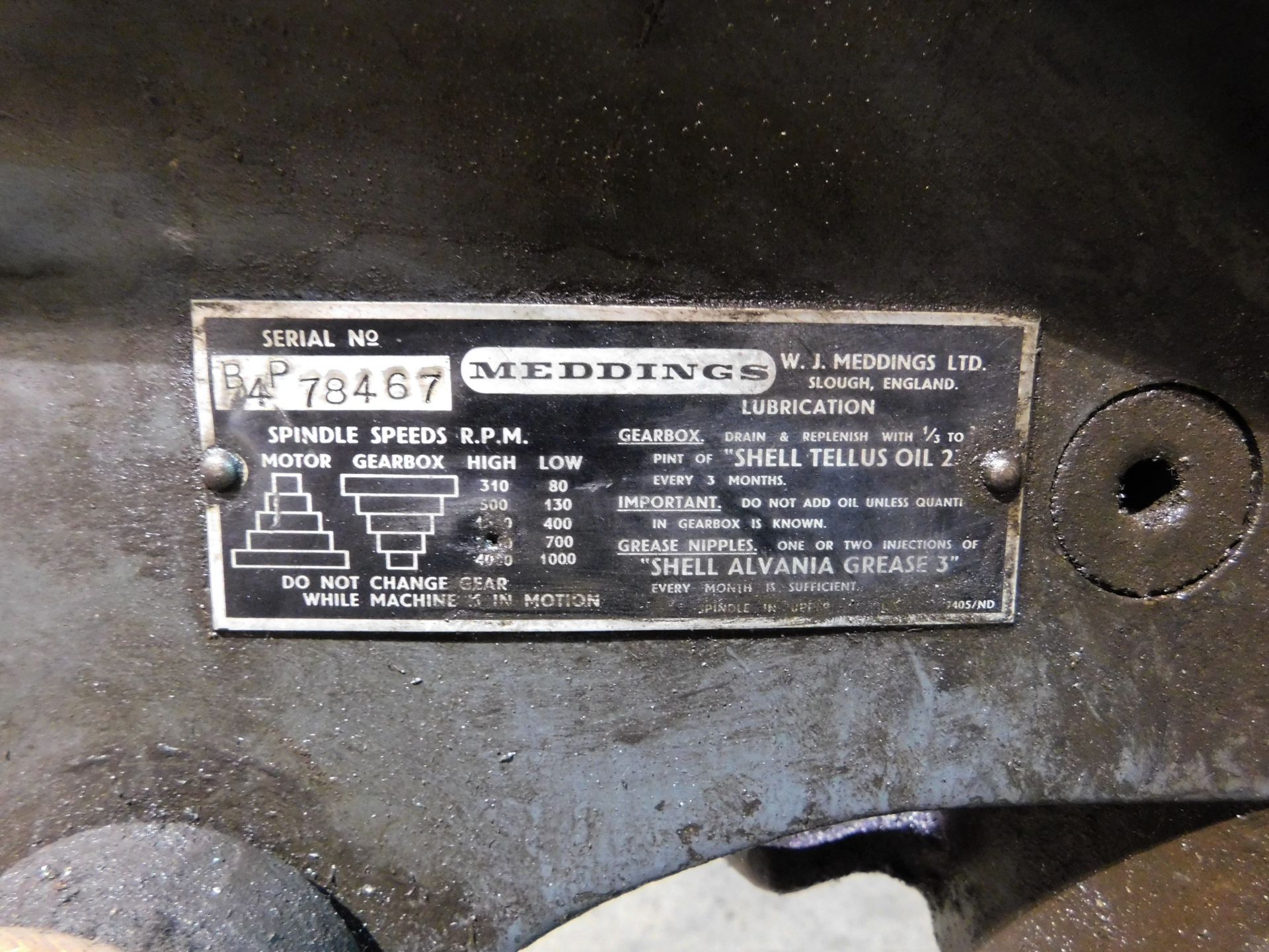 Meddings Pedestal Drill, Serial Number B4P78467 (Location: Finedon - Please Refer to General Notes) - Image 3 of 3