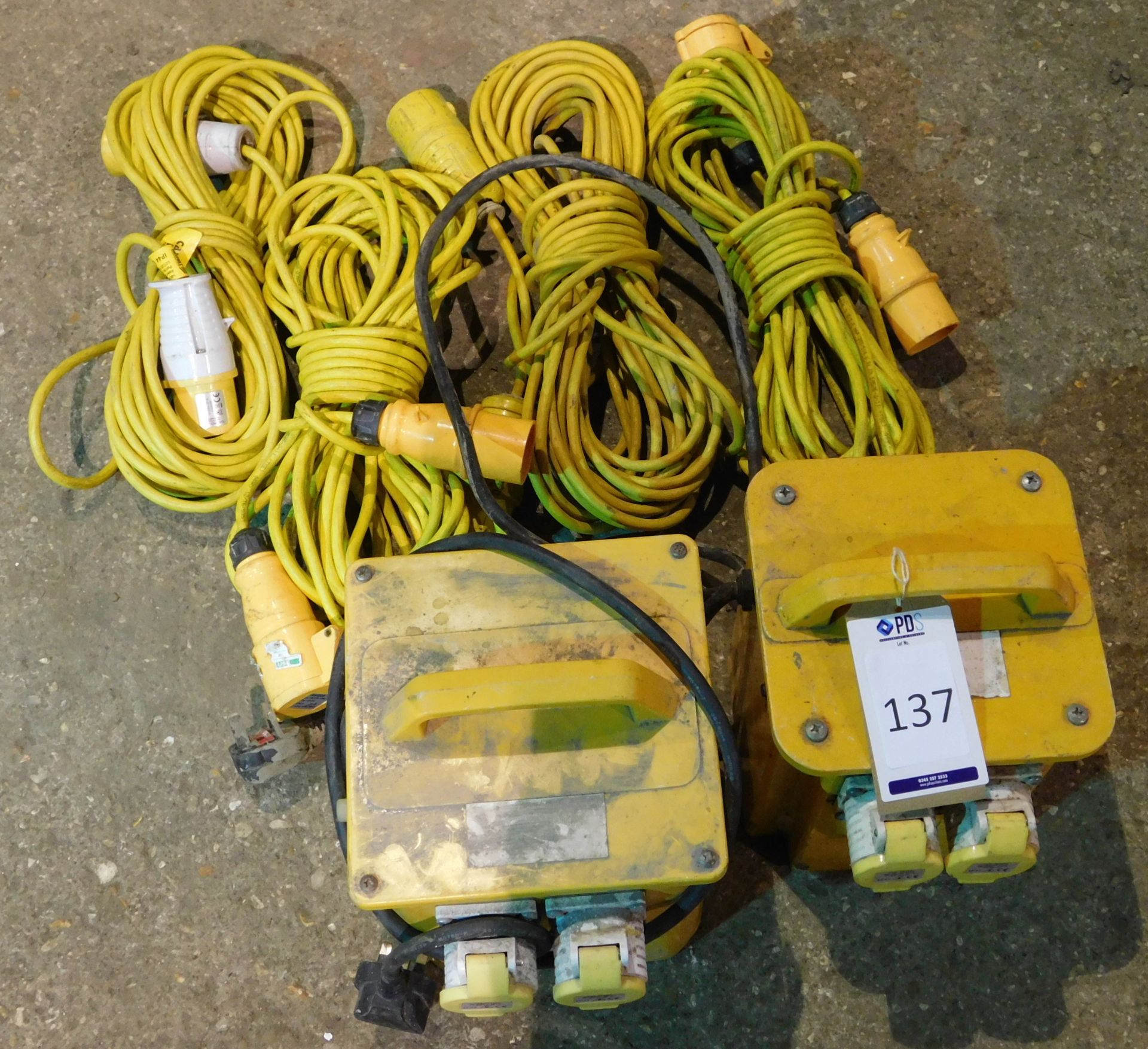 2 Power Tool Transformers, 3300W (110v) with 4 Lengths 110v Cables (Location: Finedon - Please Refer