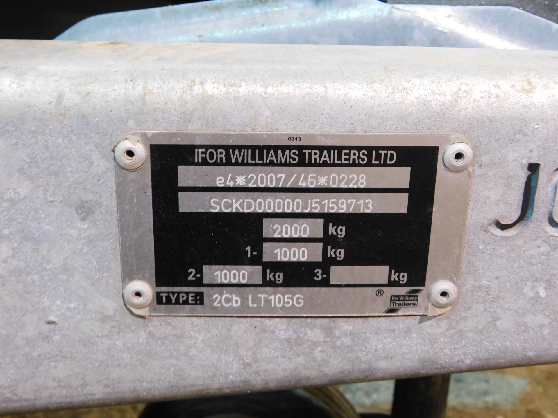 Ifor Williams Type 2Cb LT105G Twin Axle Trailer, Serial Number; 5159713, Manufactured Nov 2018, - Image 6 of 10