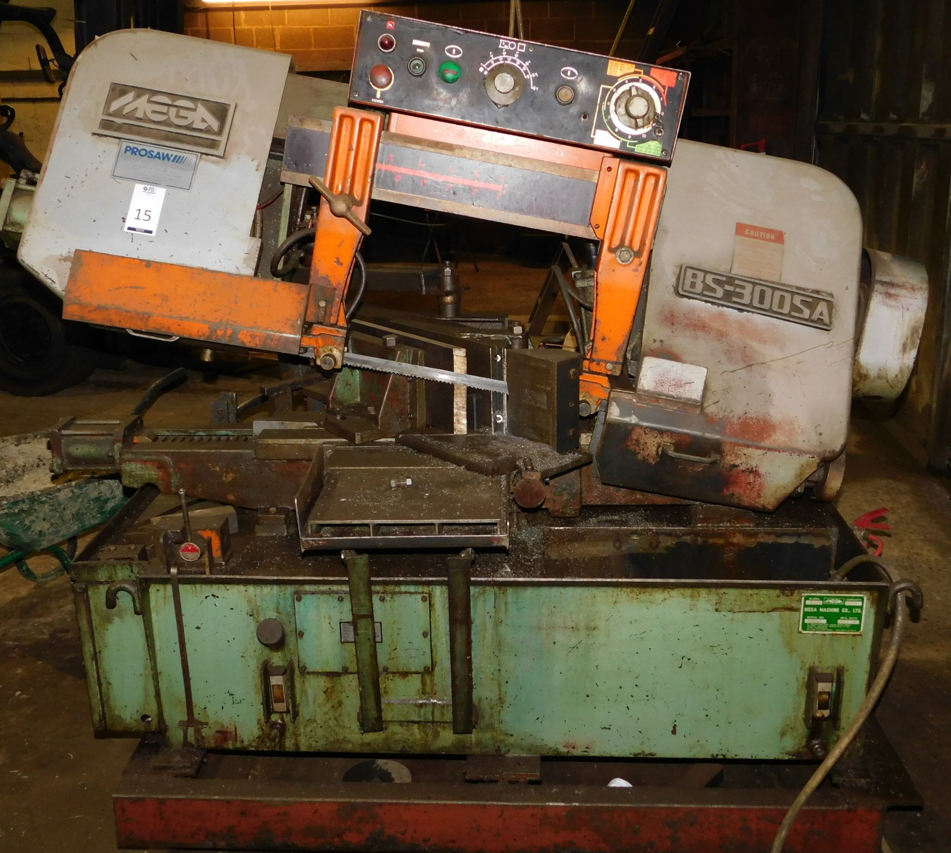 Mega Pro Saw Model BS300SA Semi-Automatic Horizontal Band Saw (1990), Serial Number 900807 (