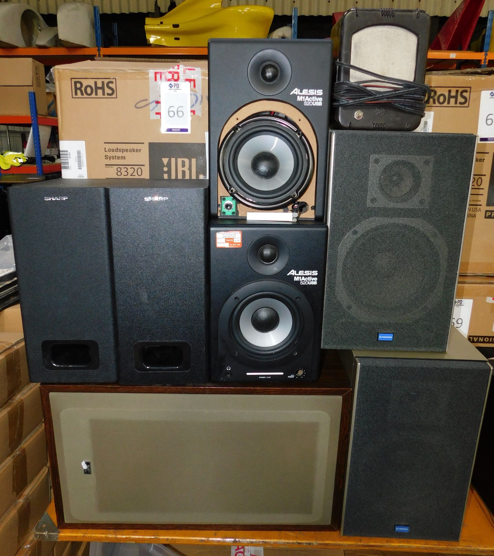 14 Various Speakers & 3 Various Sound Bars Comprising; Sharp, Pioneer, JVC, Alesis M1 Active,