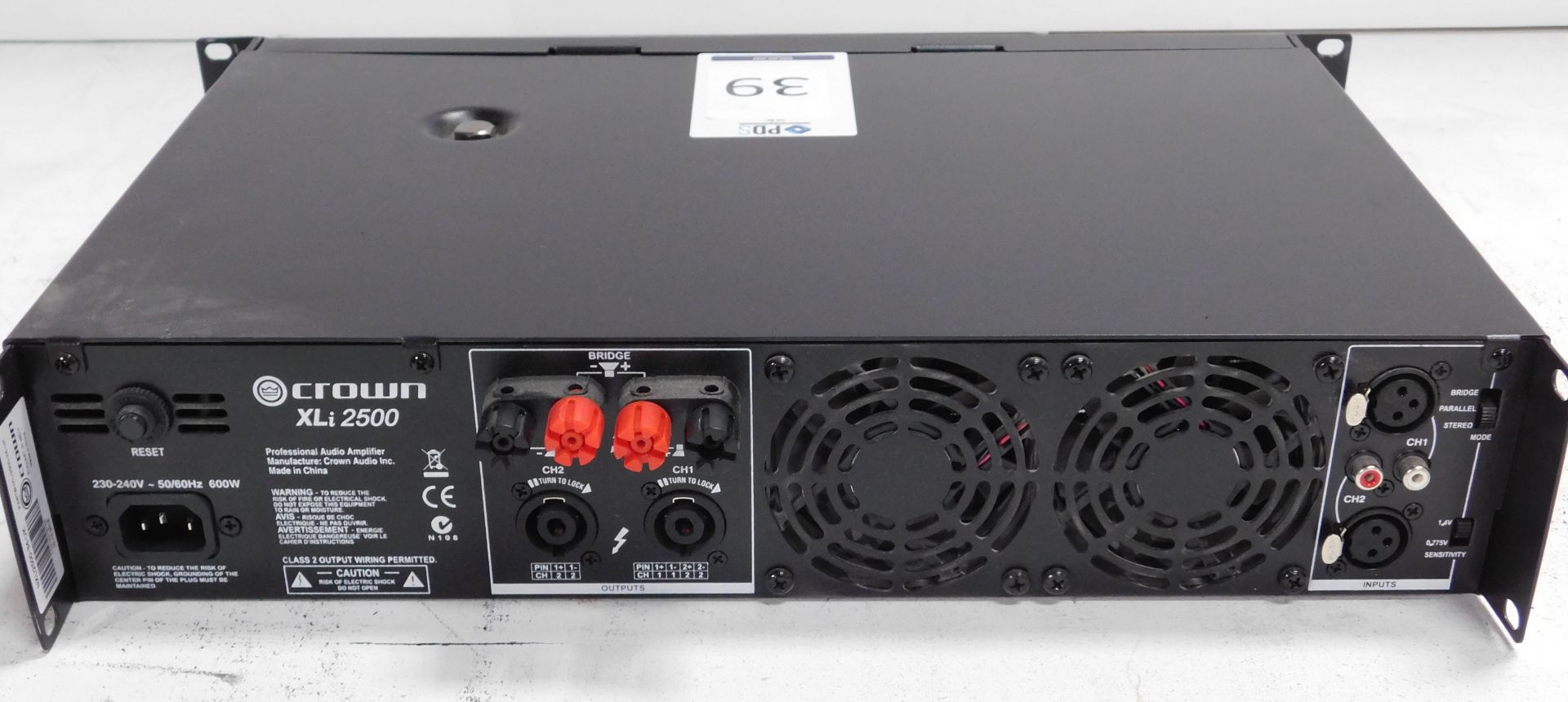 Crown XLi2500 Rack-Mount Power Amplifier (Location Brentwood. Please Refer to General Notes) - Image 2 of 2