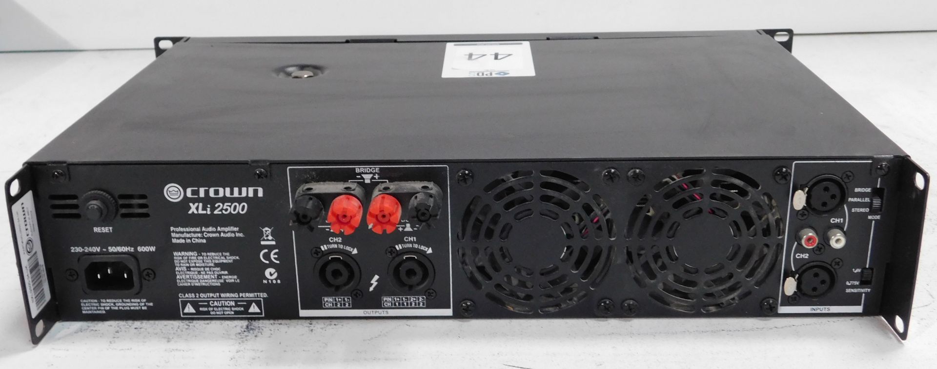 Crown XLi2500 Rack-Mount Power Amplifier (Location Brentwood. Please Refer to General Notes) - Image 2 of 2