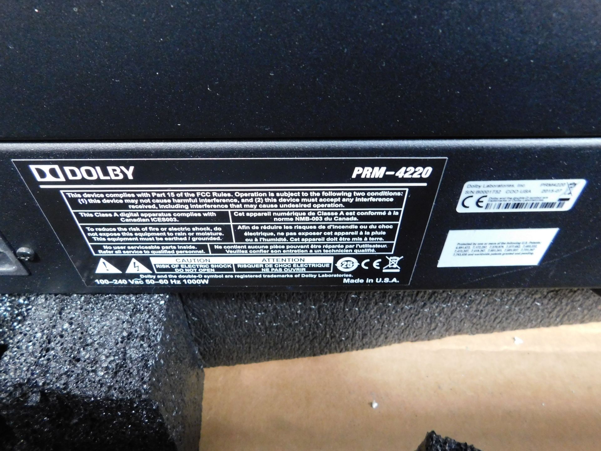 Dolby PRM-4220 Professional Reference Monitor (Location Brentwood. Please Refer to General Notes) - Image 3 of 4