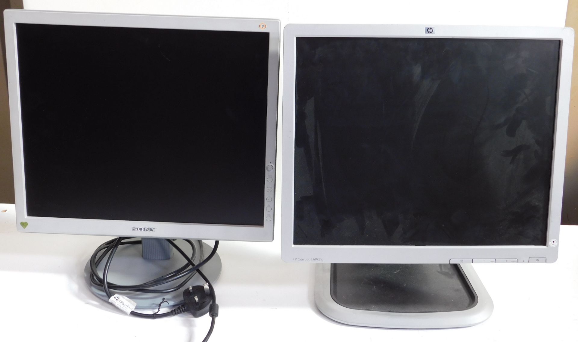 Three Various Monitors comprising a Benq GL2450, Sony, HP Compaq LA1951G with stands (Location - Image 2 of 2