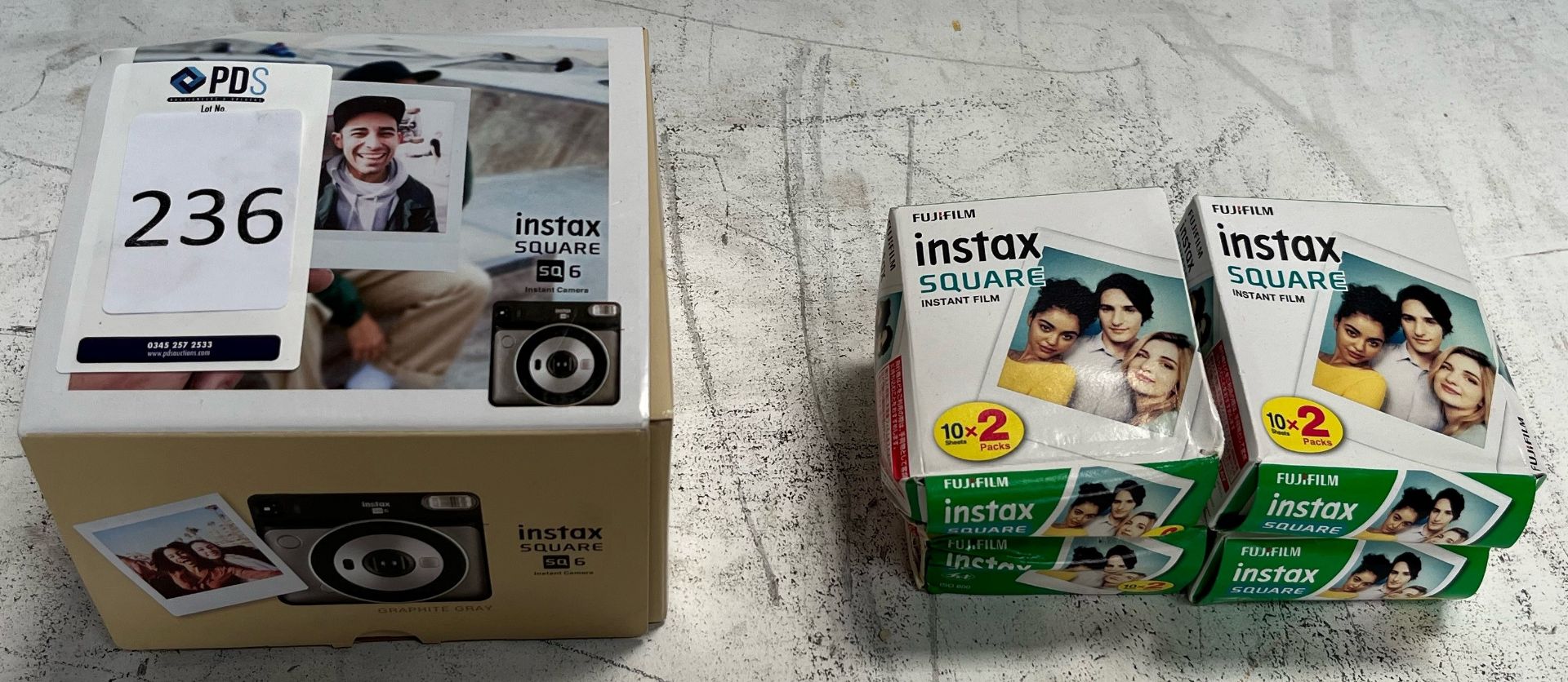 Instax Square 6 Instant Camera with Fujifilm Instax Square Films (Location Brentwood. Please Refer