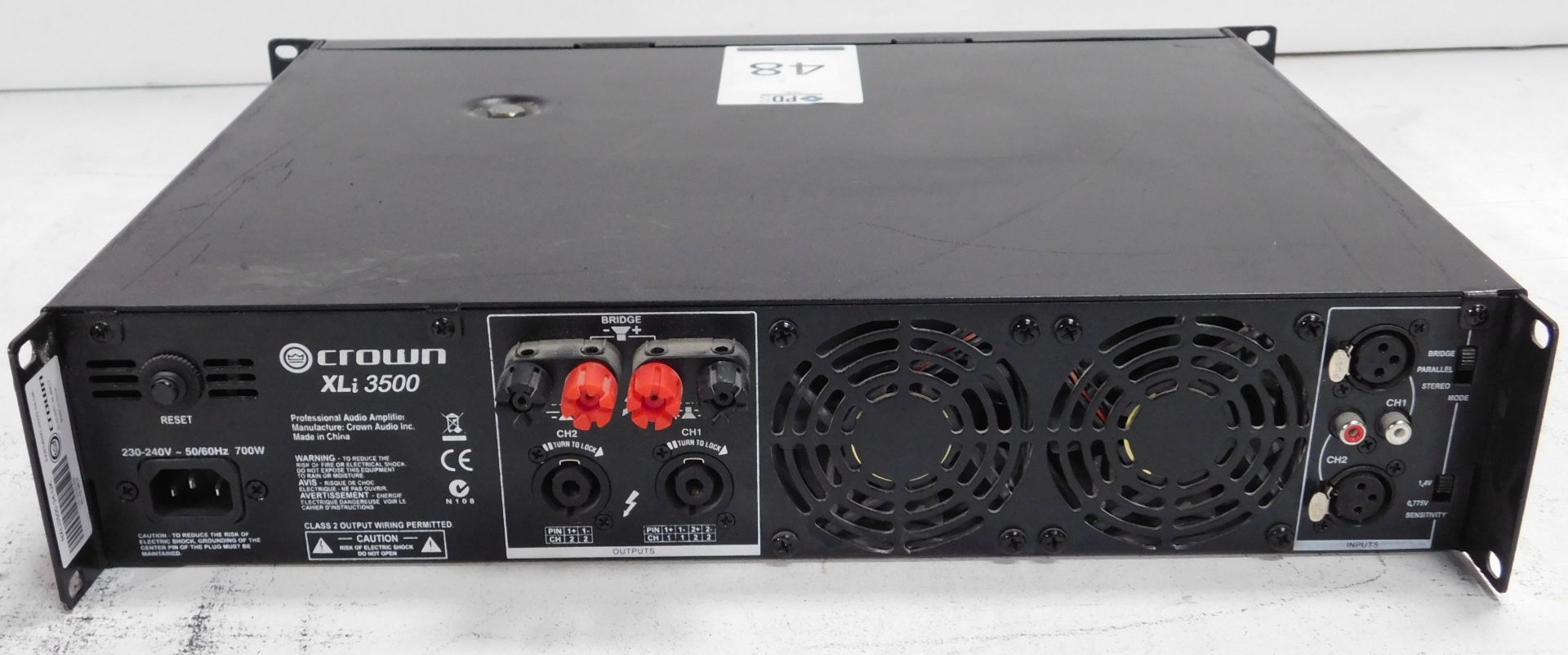 Crown Xli3500 Rack-Mount Power Amplifier (Location Brentwood. Please Refer to General Notes) - Image 2 of 2