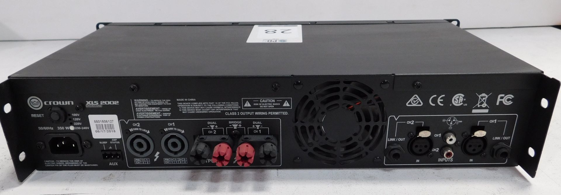 Crown XLS2002 Rack-Mount Power Amplifier (Location Brentwood. Please Refer to General Notes) - Image 2 of 2