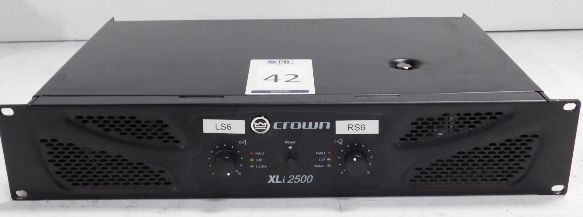 Crown XLi2500 Rack-Mount Power Amplifier (Location Brentwood. Please Refer to General Notes)