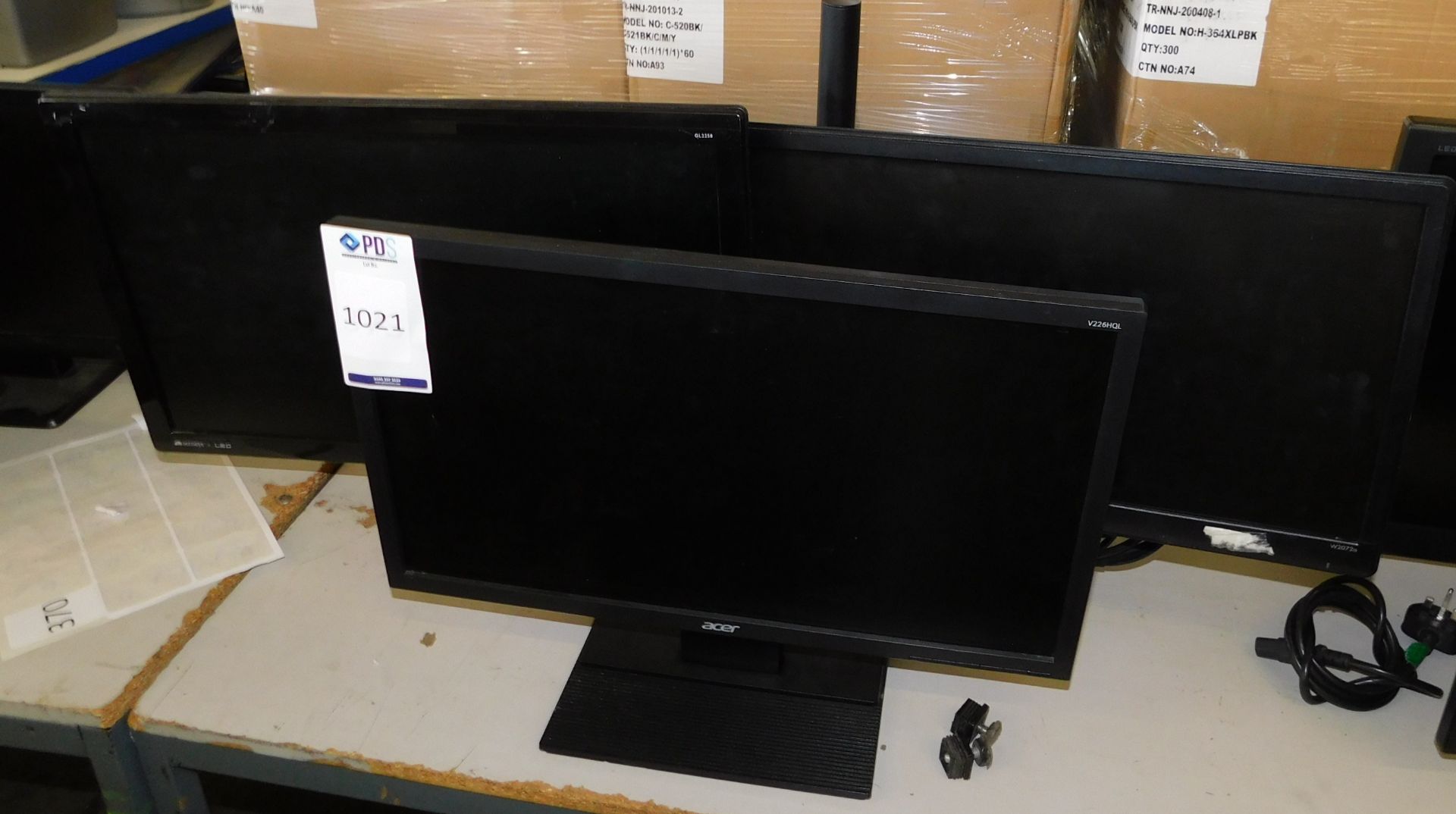 3 Various Monitors & Twin Monitor Stand (Location Stockport. Please Refer to General Notes)