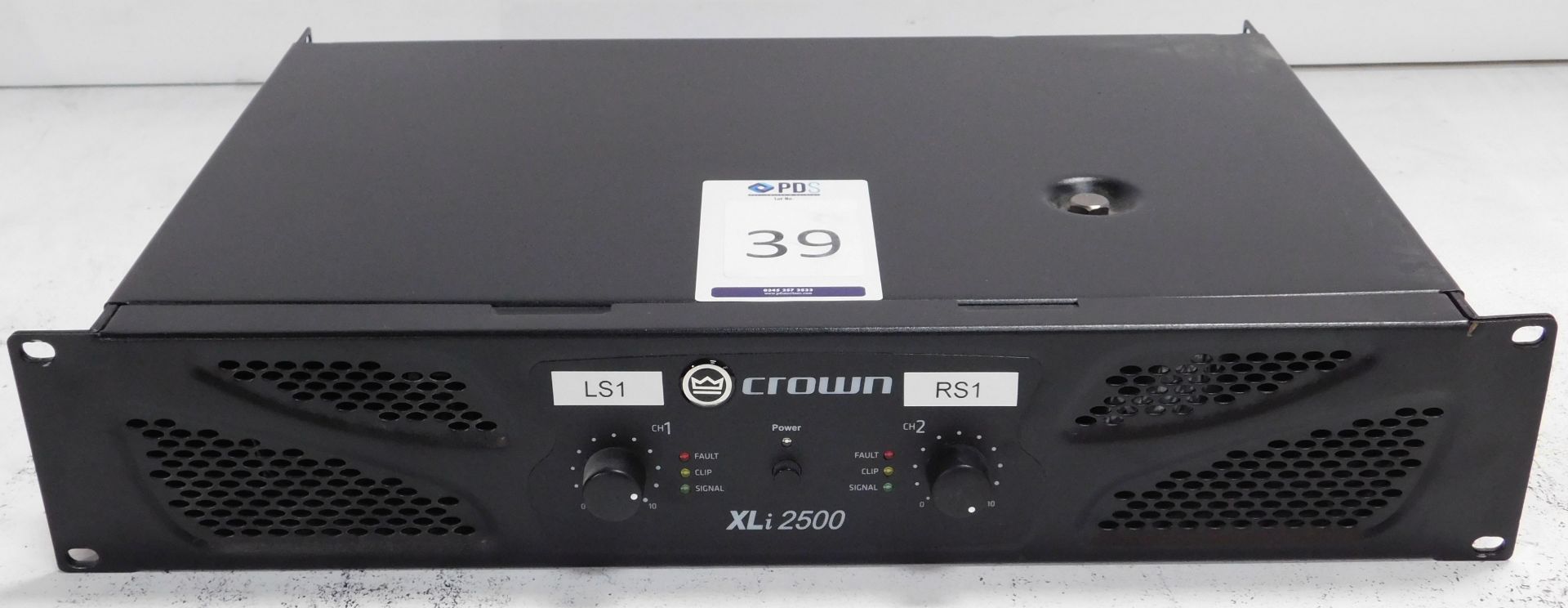 Crown XLi2500 Rack-Mount Power Amplifier (Location Brentwood. Please Refer to General Notes)