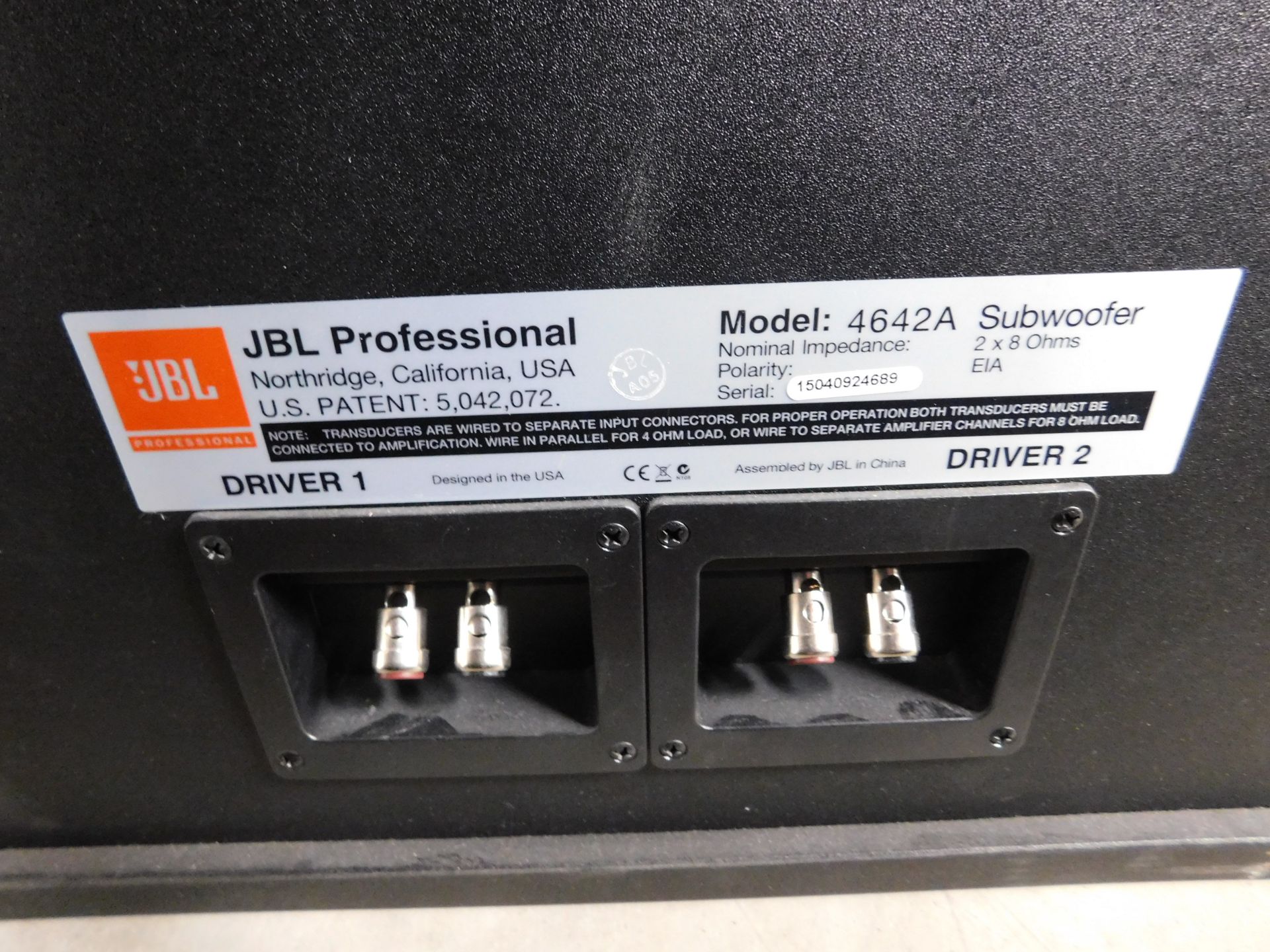 JBL Professional 4642A Passive Cinema Subwoofer, S/N 15040924689 (Location Brentwood. Please Refer - Image 2 of 2