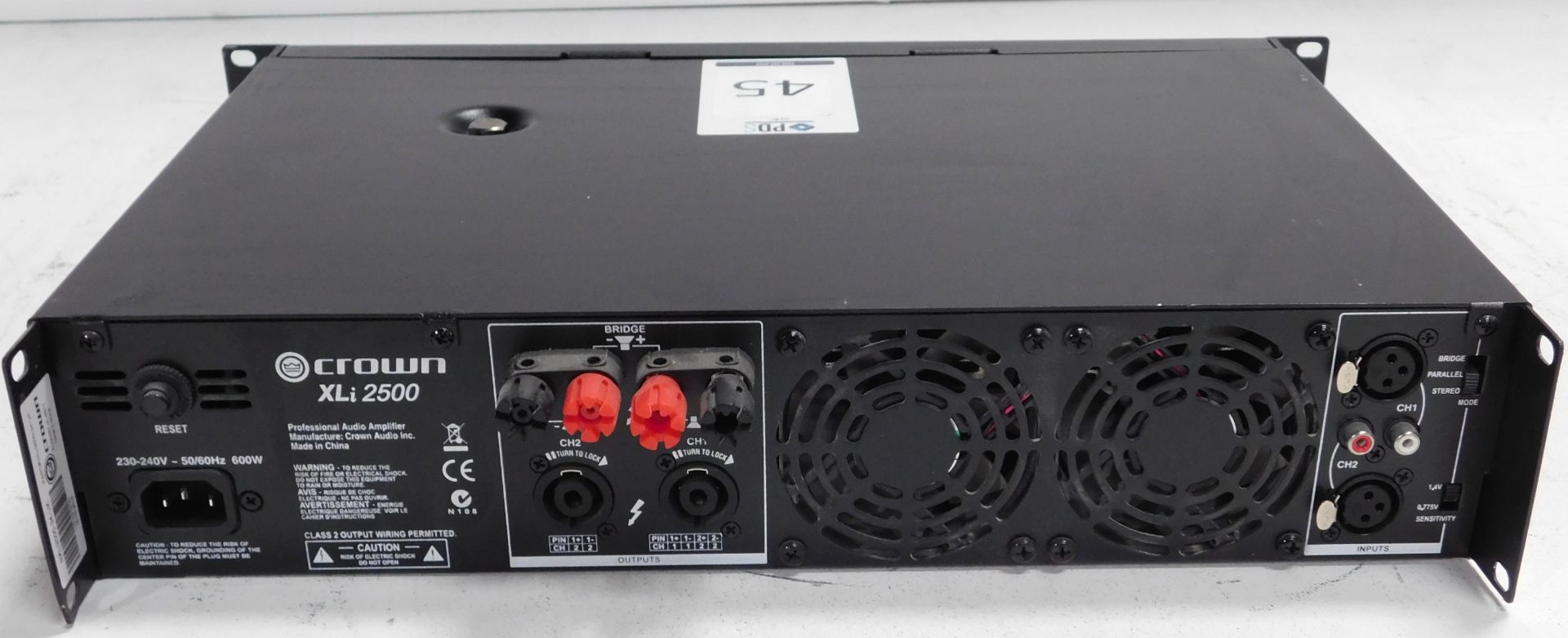 Crown XLi2500 Rack-Mount Power Amplifier (Location Brentwood. Please Refer to General Notes) - Image 2 of 2