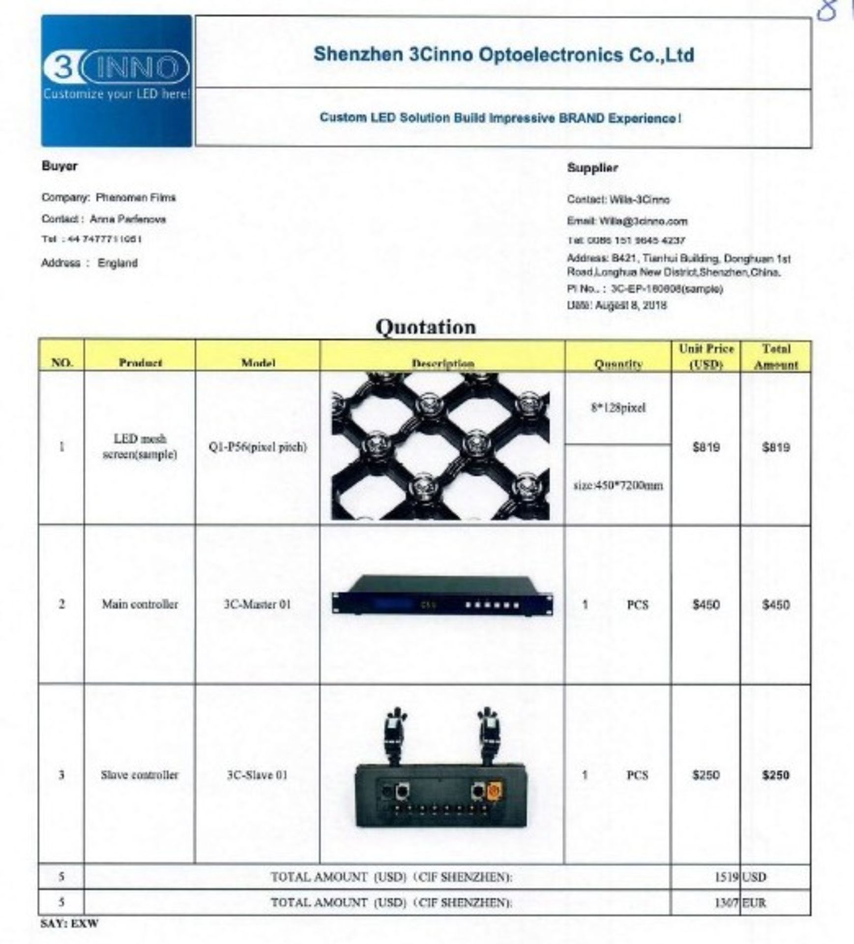 LED Mesh system to include:- 4 Main Controllers, 304 Slave Controllers,  396m2 of 6LED Mesh, 383m2 o - Image 16 of 16