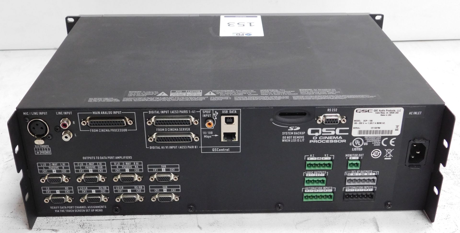 QSC DCP 100 Digital Cinema Processor, S/N 121102750 (Location Brentwood. Please Refer to General - Image 2 of 2