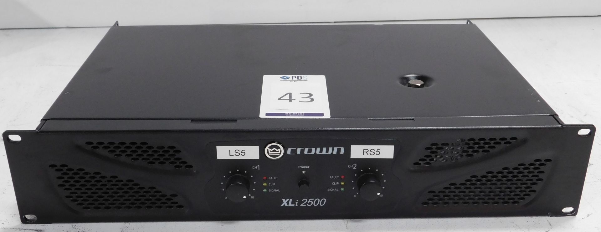 Crown XLi2500 Rack-Mount Power Amplifier (Location Brentwood. Please Refer to General Notes)