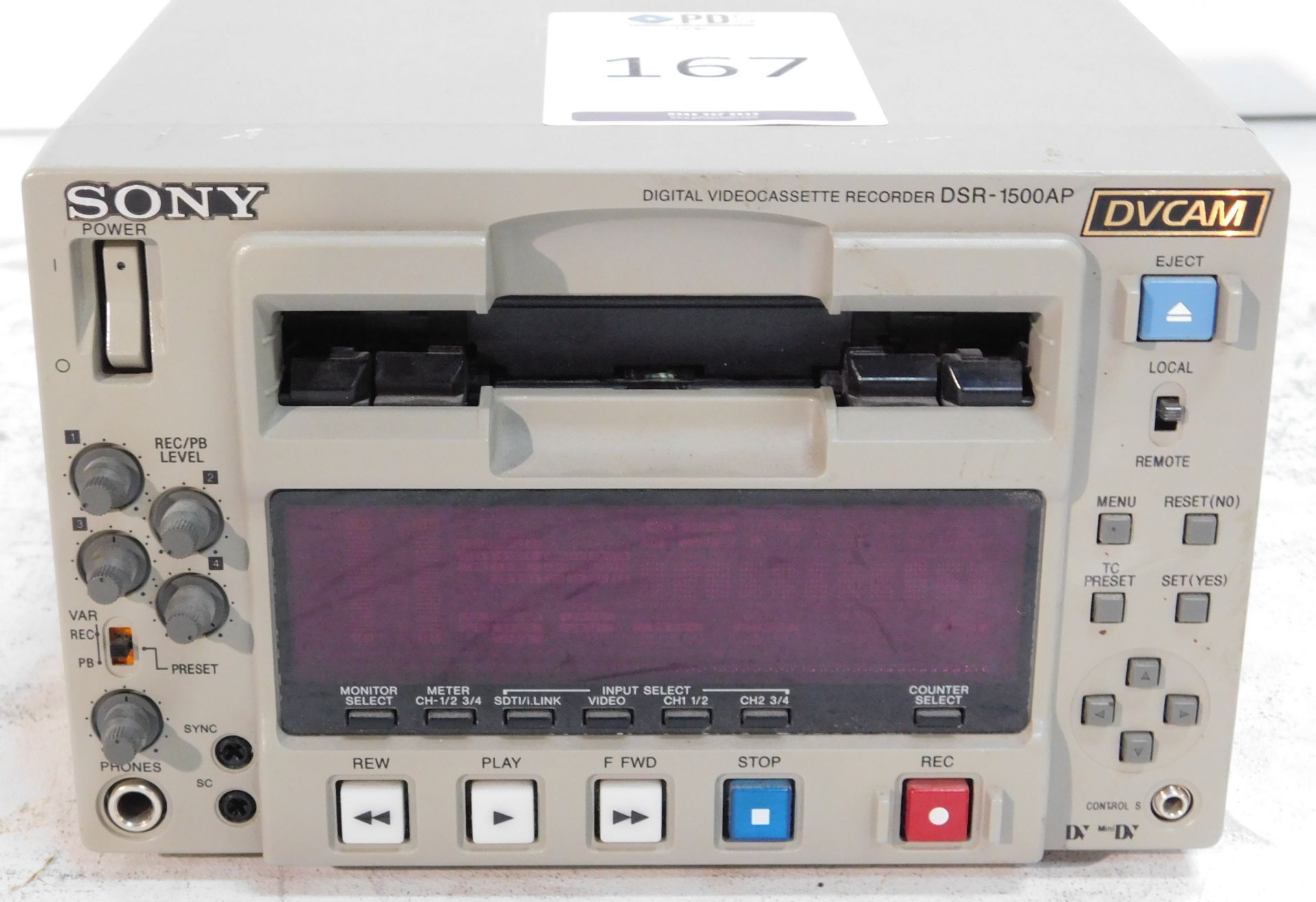 Sony DSR-1500 AP Digital Video Cassette Recorder (Location Brentwood. Please Refer to General - Image 2 of 3