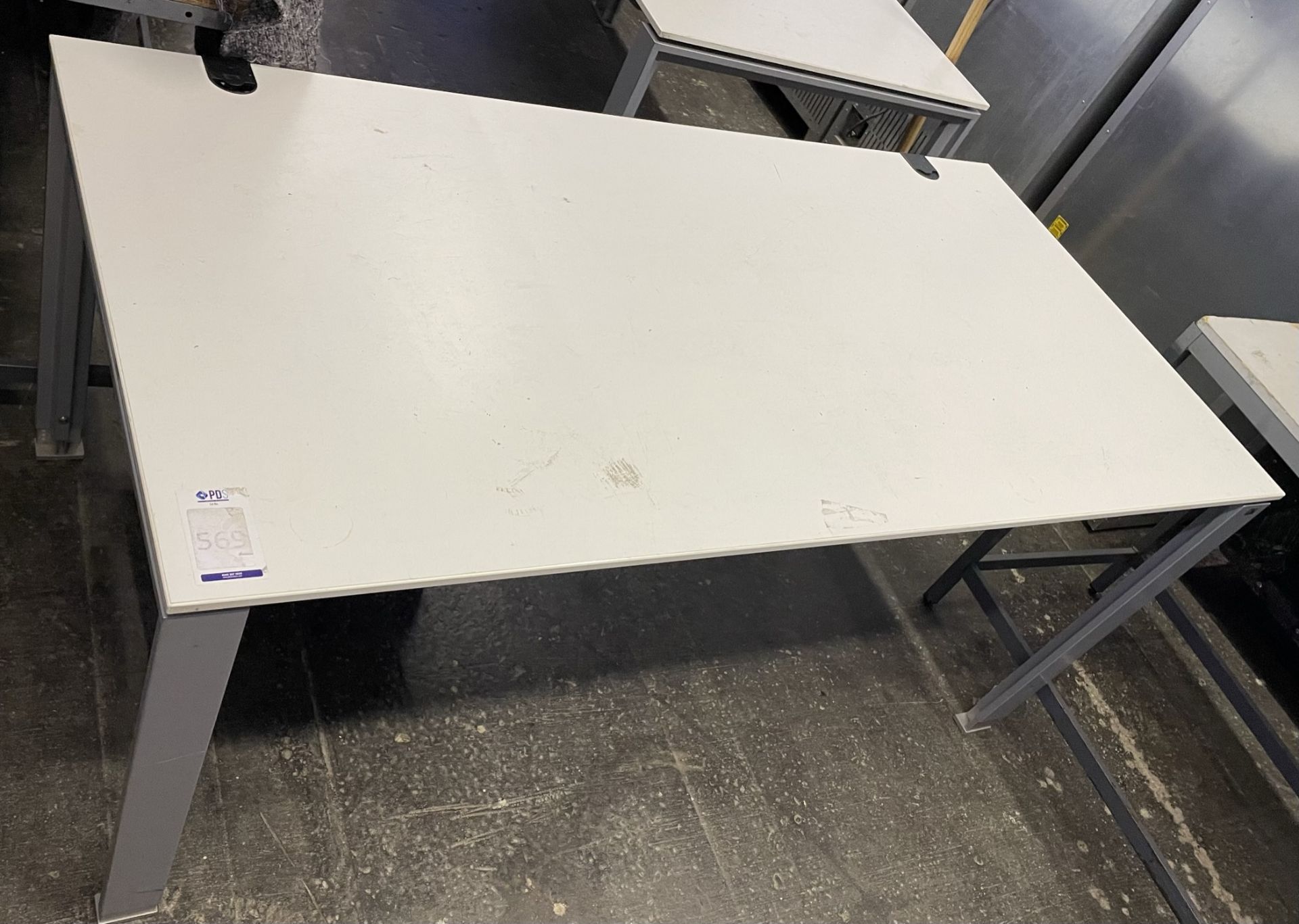 4 Metal Framed White Melamine Desks (Location Stockport. Please Refer to General Notes) - Image 2 of 2