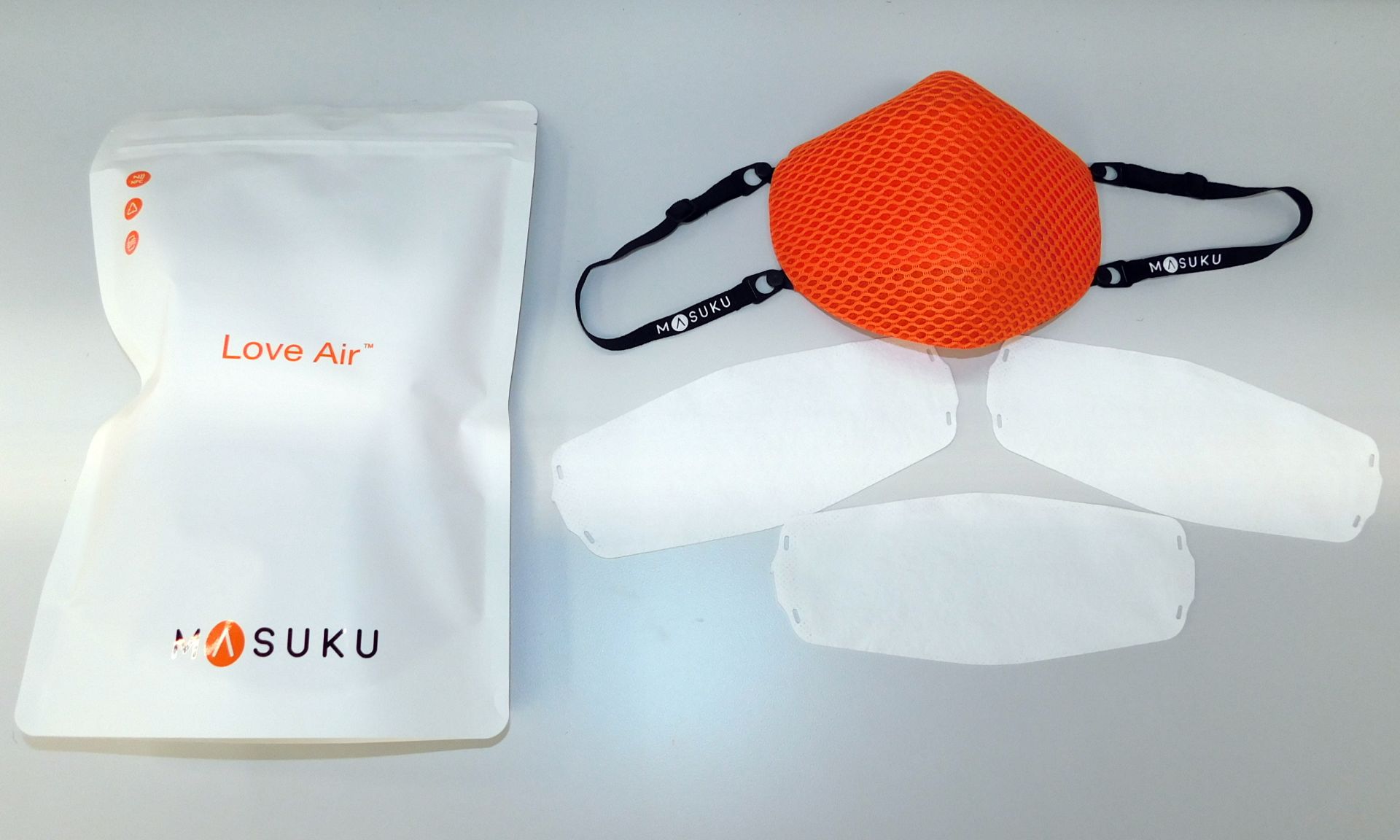 65 Masuku One Reusable Face Masks, Textured Orange, Medium (3 Boxes)