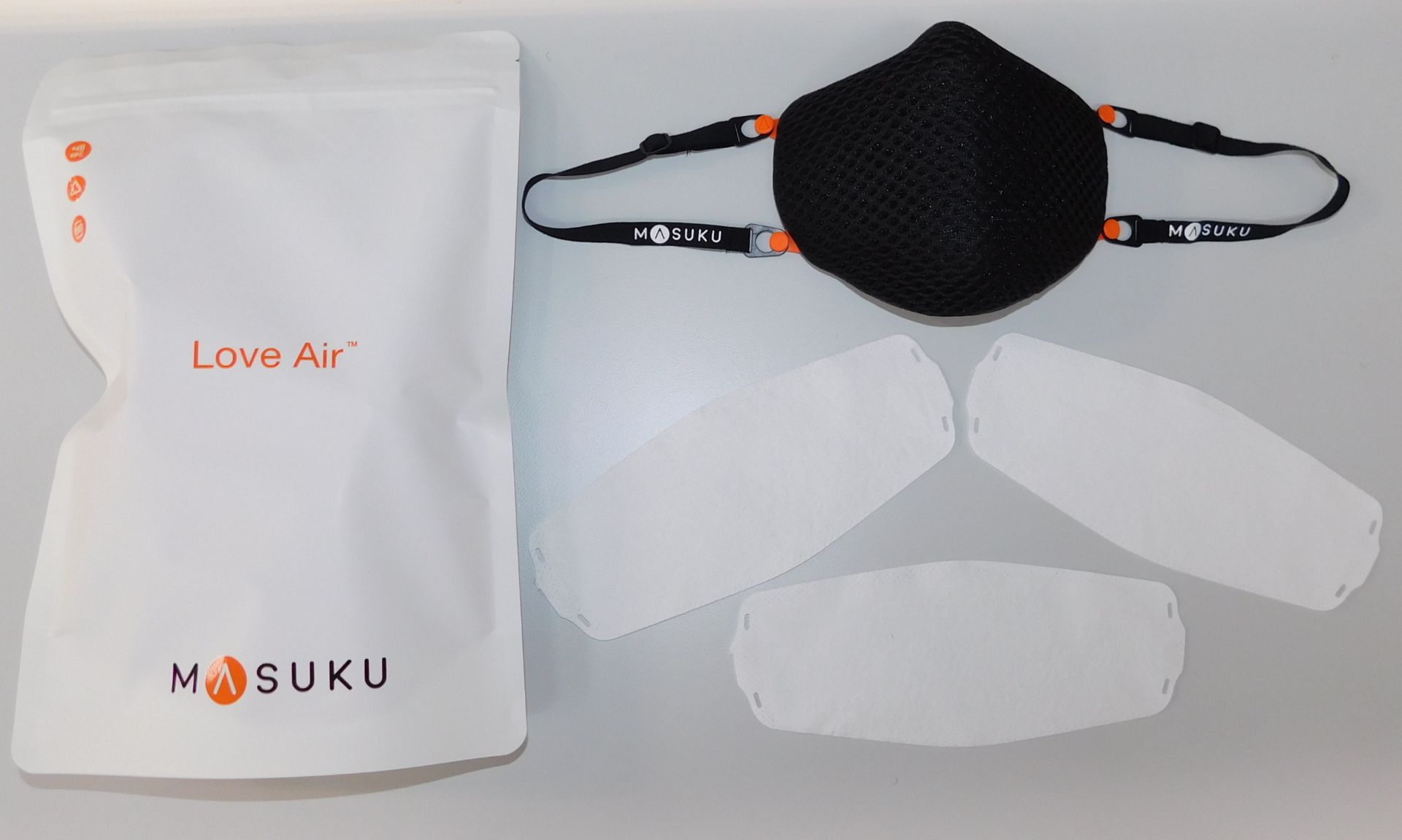 100 Masuku One Reusable Face Masks, Textured Black, Small (4 Boxes)