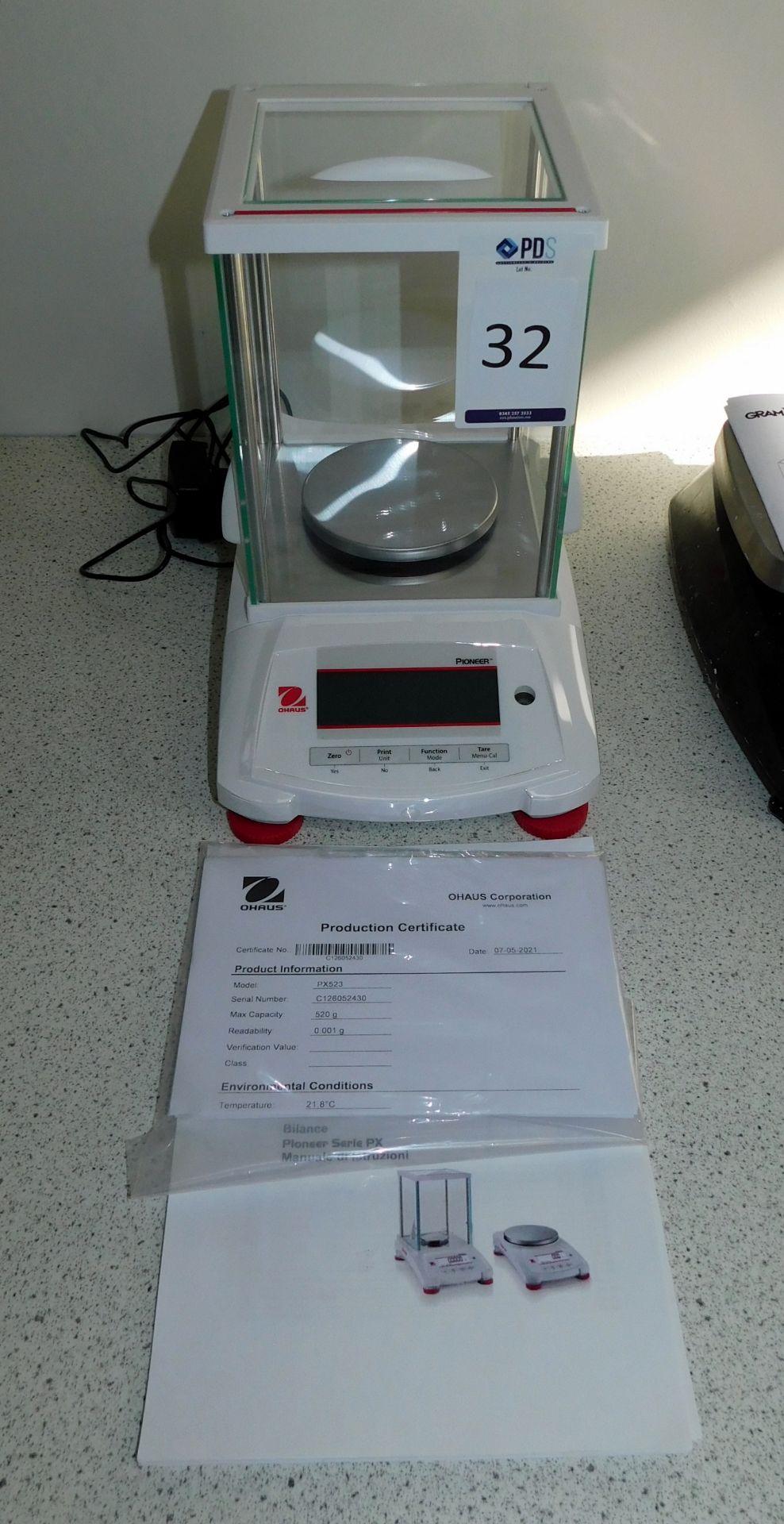 Ohause PX523 Pioneer Microbalance Scales, Serial Number C126052430