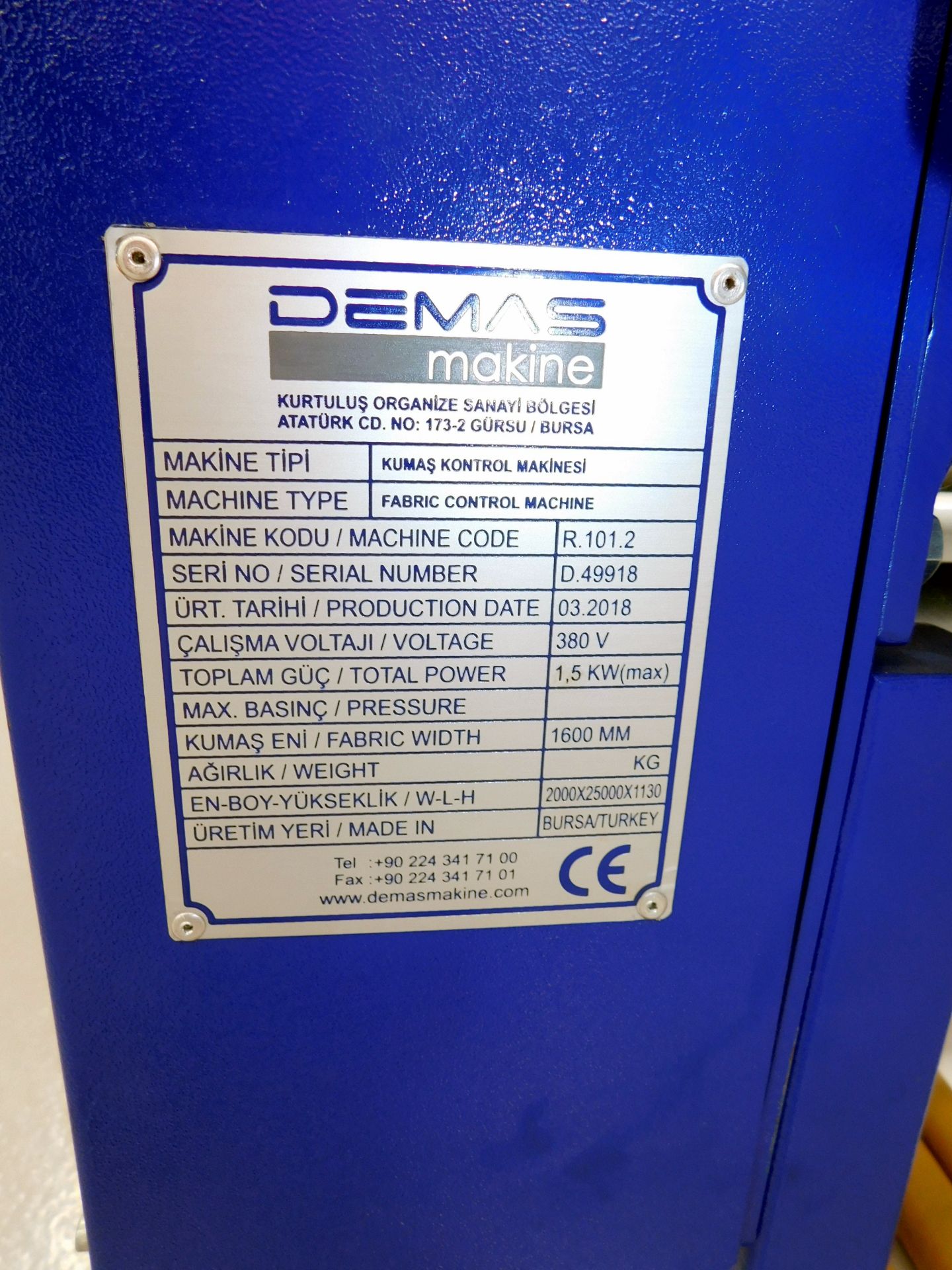 Demas Makine Fabric Control Machine Re-Roll & Cutting Machine (2018) - Image 4 of 7