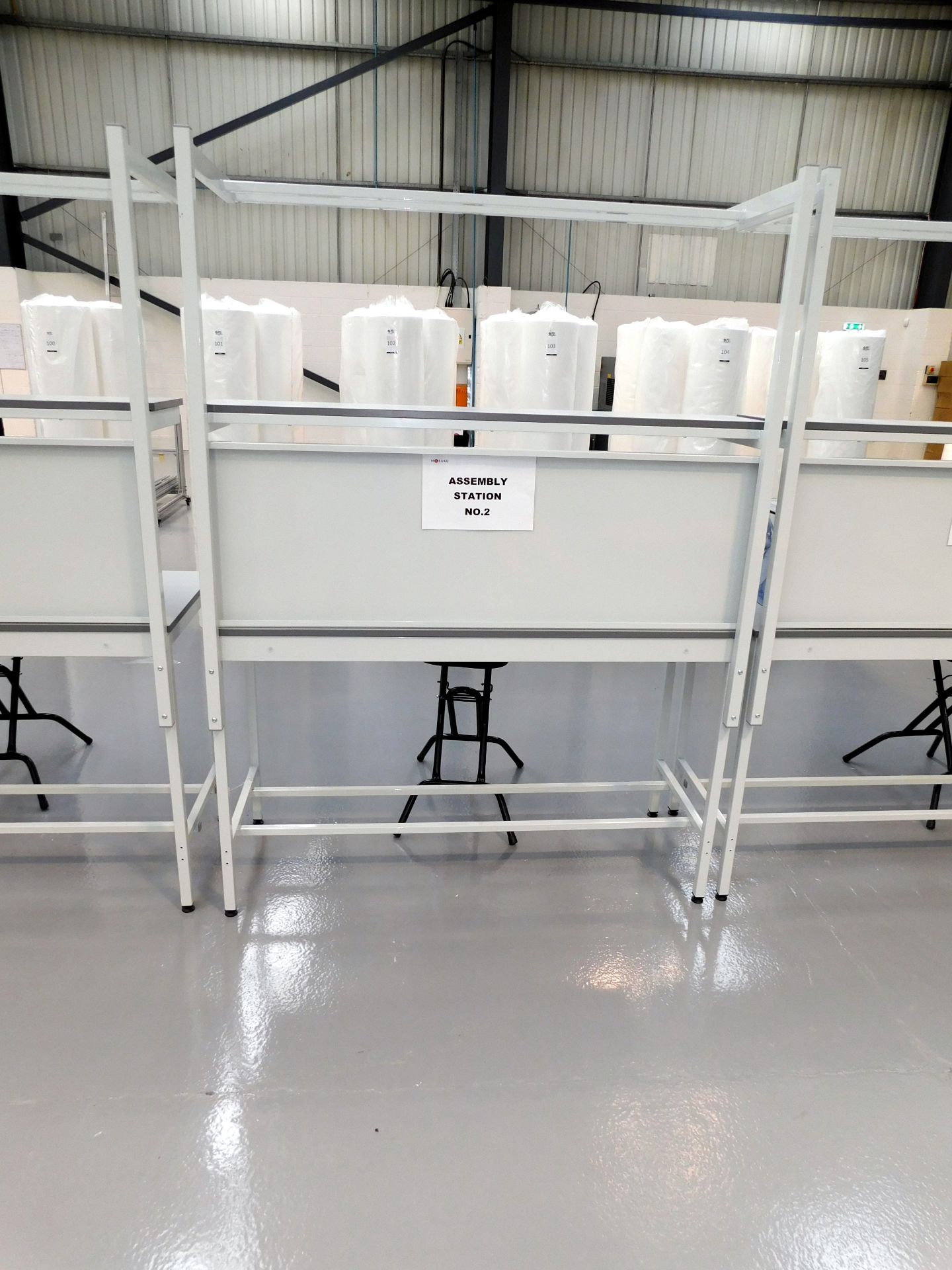 Packaging Bench with Over Shelf & Folding Stool (Bench Approx. 150cm (W) x 64cm (D) x 210cm (H)) - Image 3 of 3