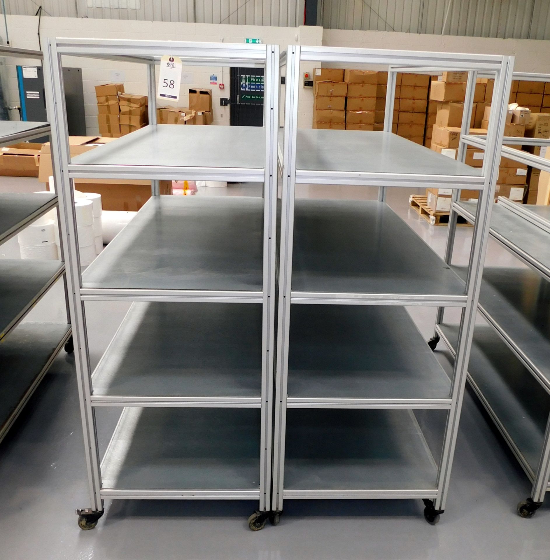 2 Fabricated 4-Tier Trollies (Each Approx. 176cm (W) x 67cm (D) x 170cm (H))