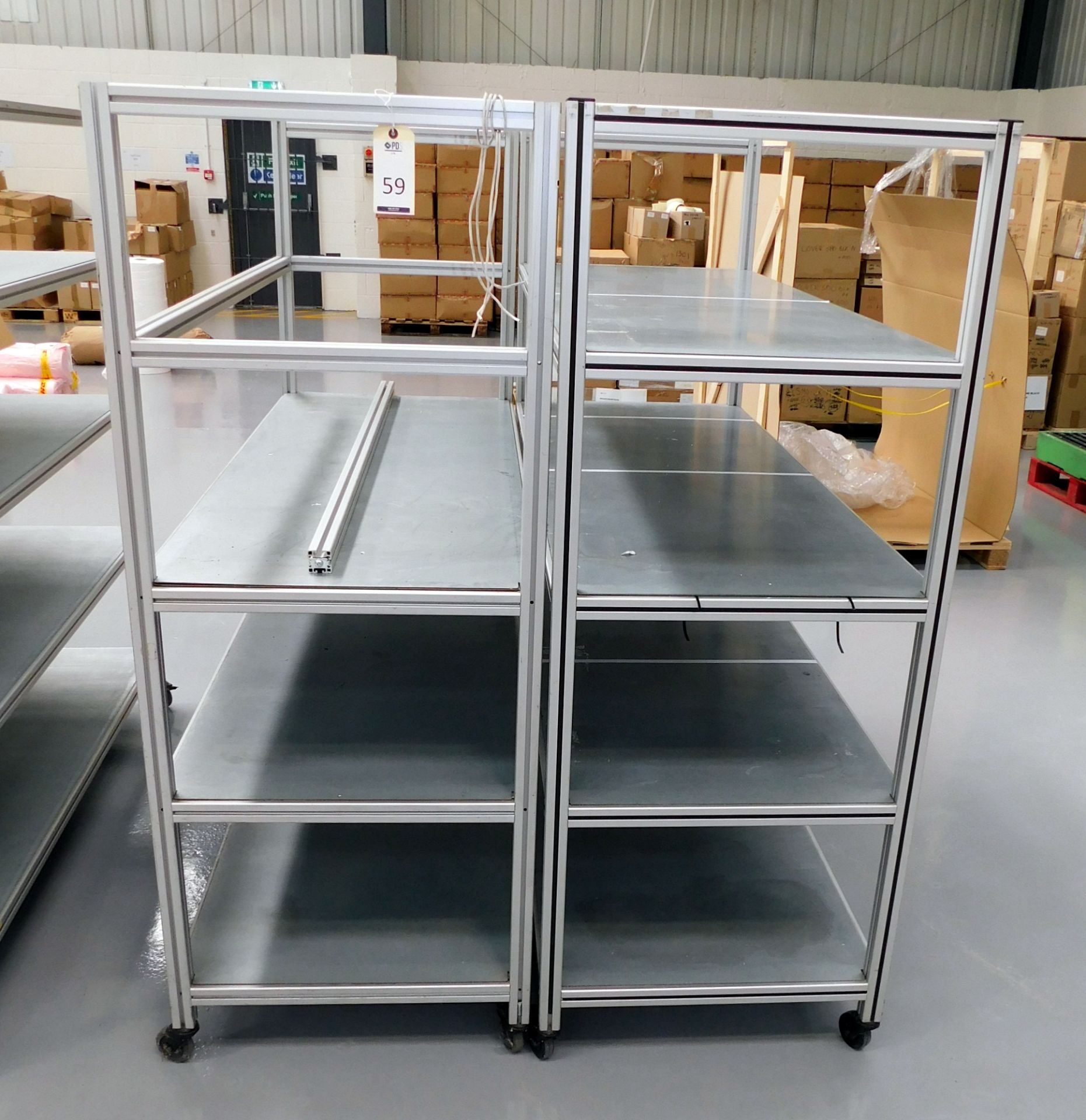 2 Fabricated 4-Tier Trollies (Each Approx. 176cm (W) x 67cm (D) x 170cm (H))