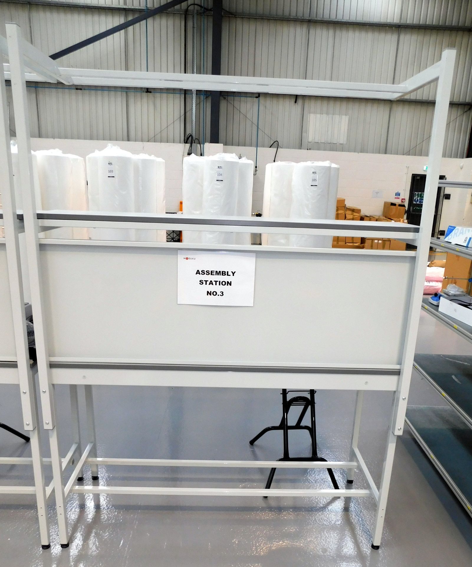 Packaging Bench with Over Shelf & Folding Stool (Bench Approx. 150cm (W) x 64cm (D) x 210cm (H)) - Image 3 of 3