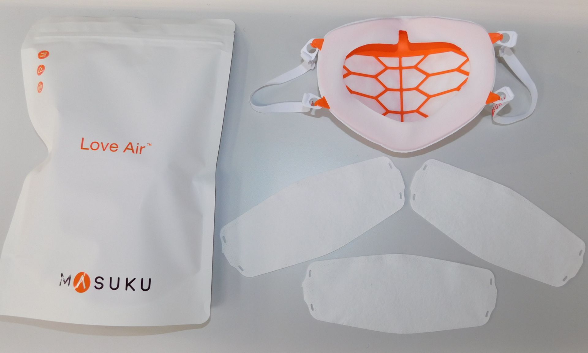 100 Masuku One Reusable Face Masks, Textured White, Medium (4 Boxes) - Image 2 of 3