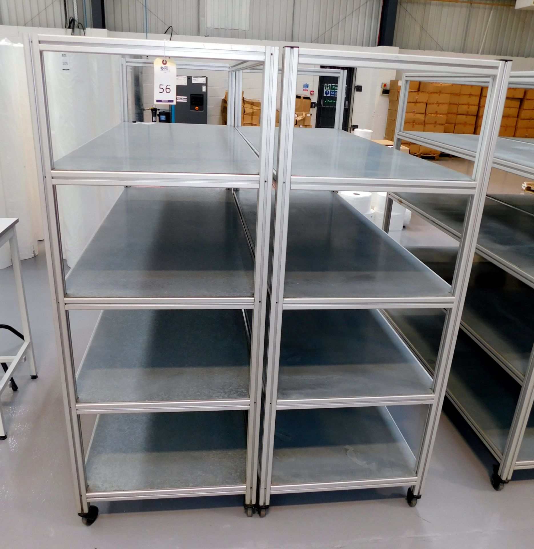 2 Fabricated 4-Tier Trollies (Each Approx. 176cm (W) x 67cm (D) x 170cm (H))