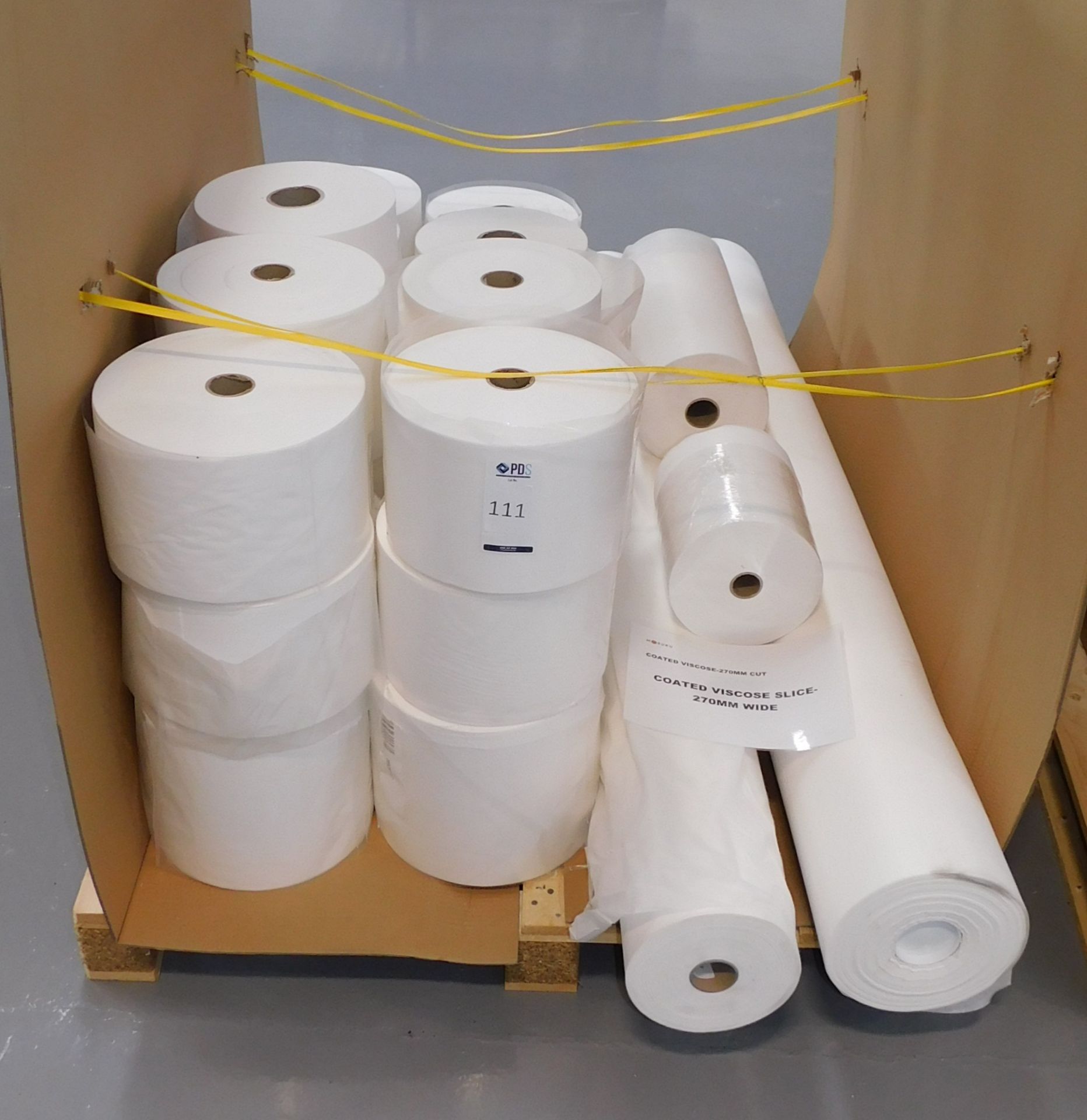 Contents of Stillage to include Viscose Fabric (Nylon Nanodot) Rolls, Cut to Fit Production