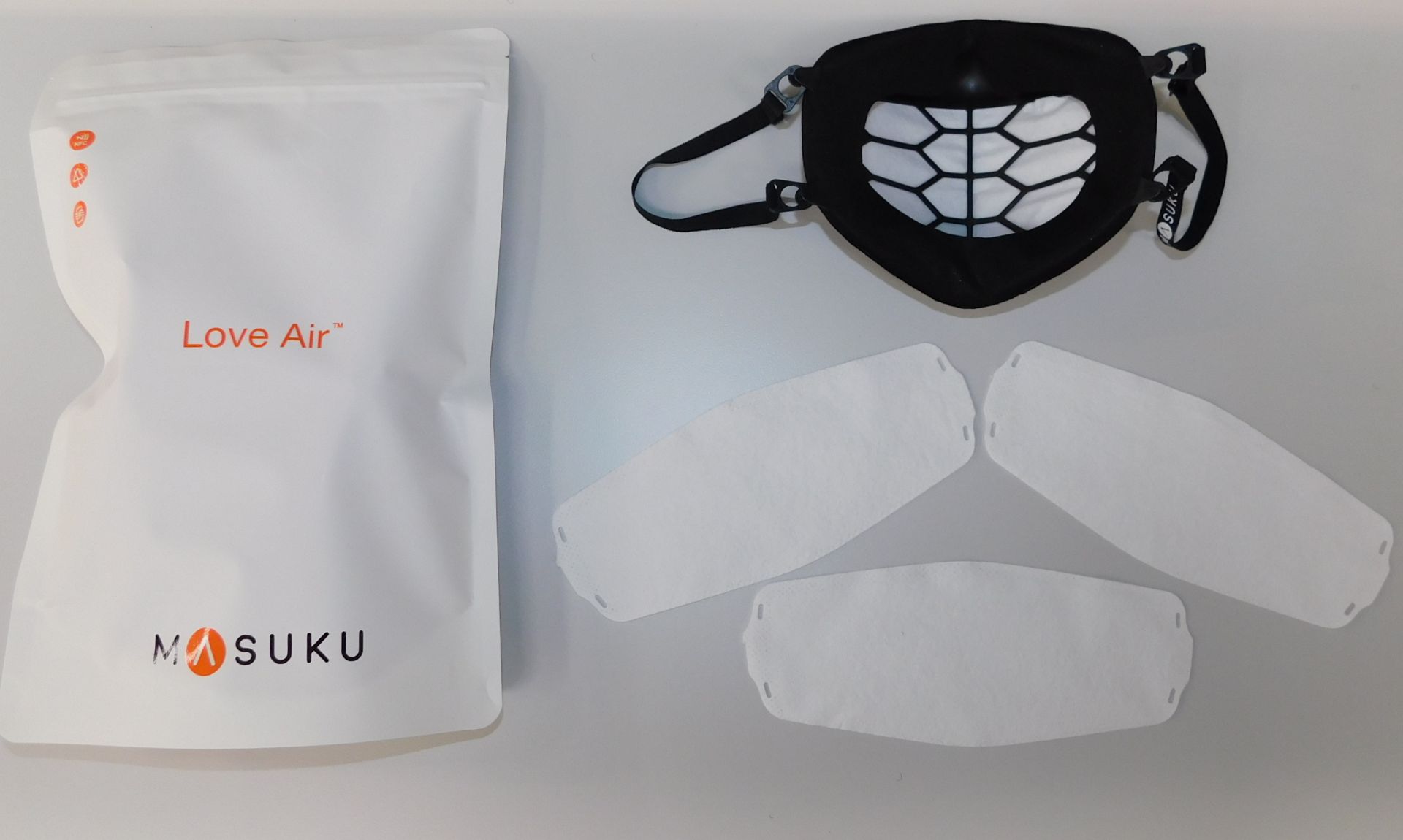 100 Masuku One Reusable Face Masks, Smooth Black on Black, Small (2 Boxes) - Image 2 of 3