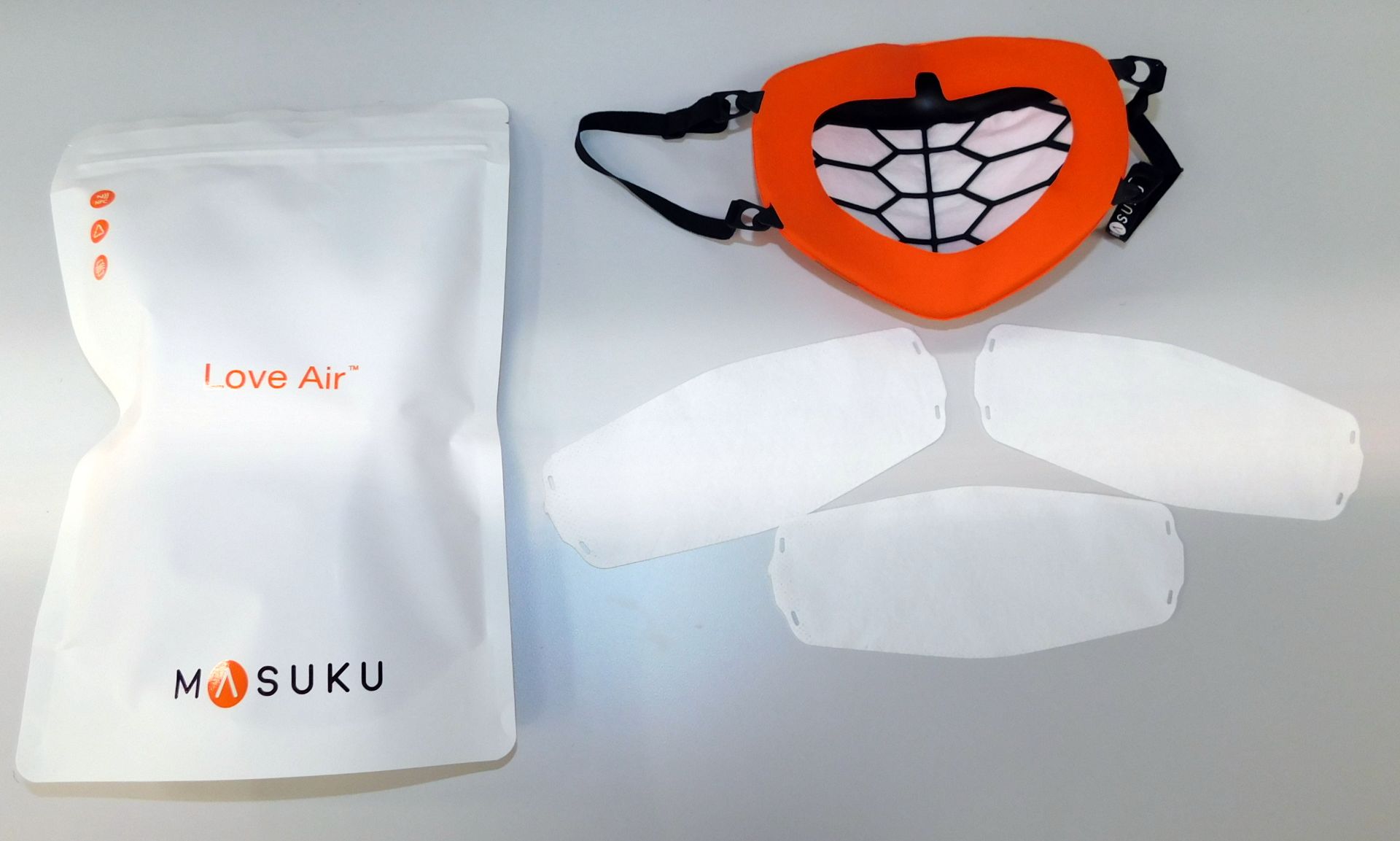 100 Masuku One Reusable Face Masks, Textured Orange, Medium (4 Boxes) - Image 2 of 3