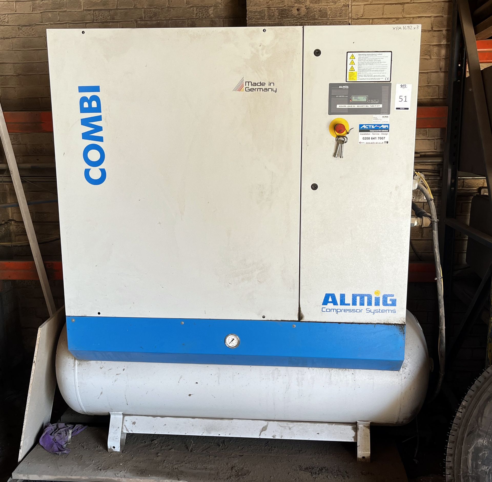Almig Compressor Systems Combi Air Compressor on Welded Receiver Base, 767 hours