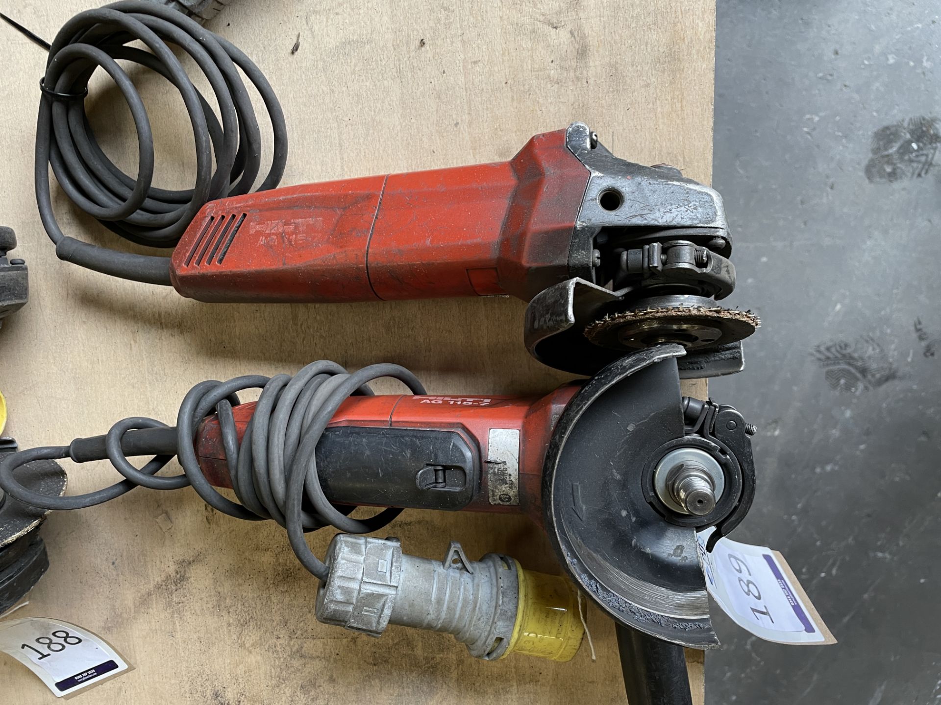 Two Hilti AG115-7 Grinders, 110v (Location: Tottenham. Please Refer to General Notes)
