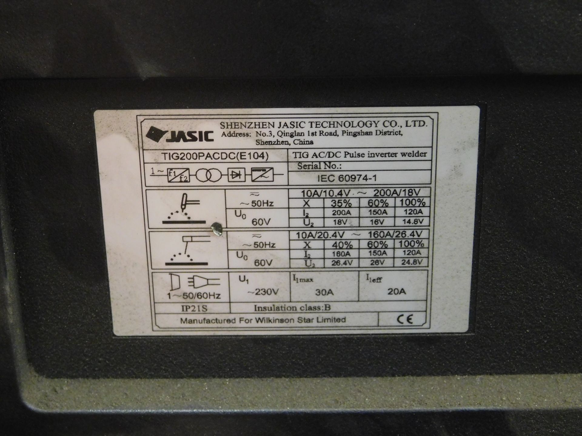 Jasic TIG 200P AC/DC Expert Inverter Welder (Location: Tottenham. Please Refer to General Notes) - Image 3 of 3