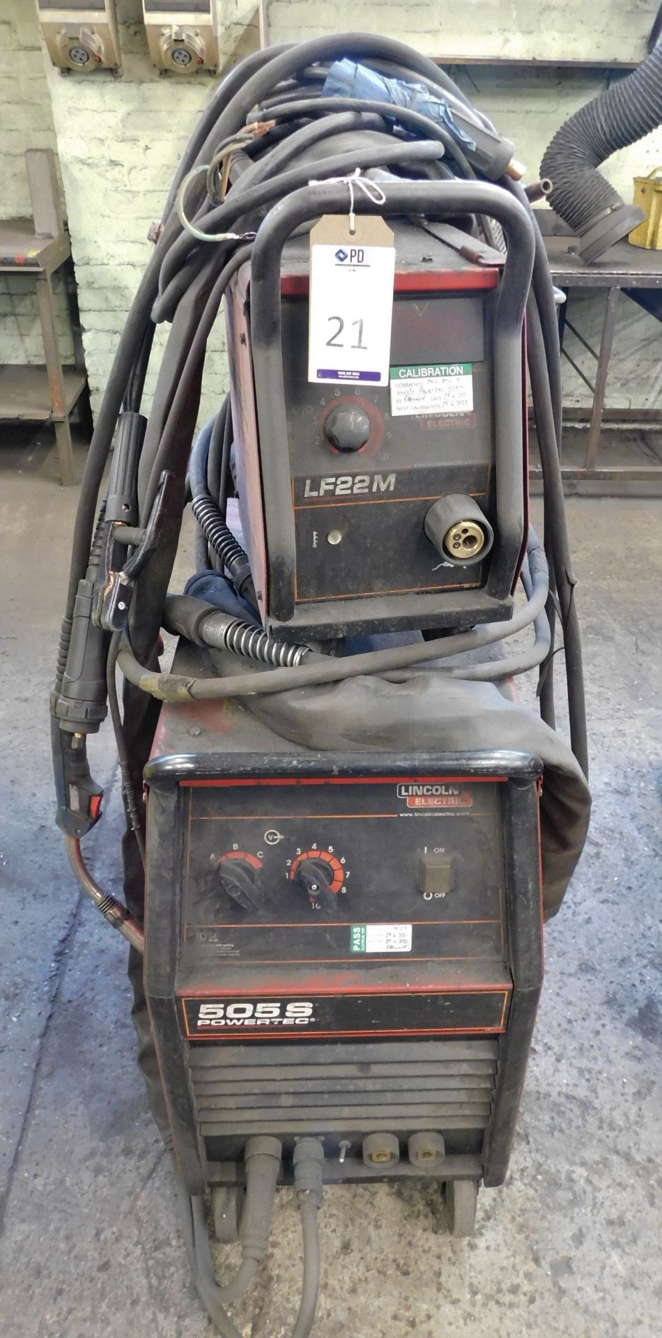 Lincoln 505 S Powertec Mig Welder (2005) with LF22M Wire Feed (Location: Tottenham. Please Refer
