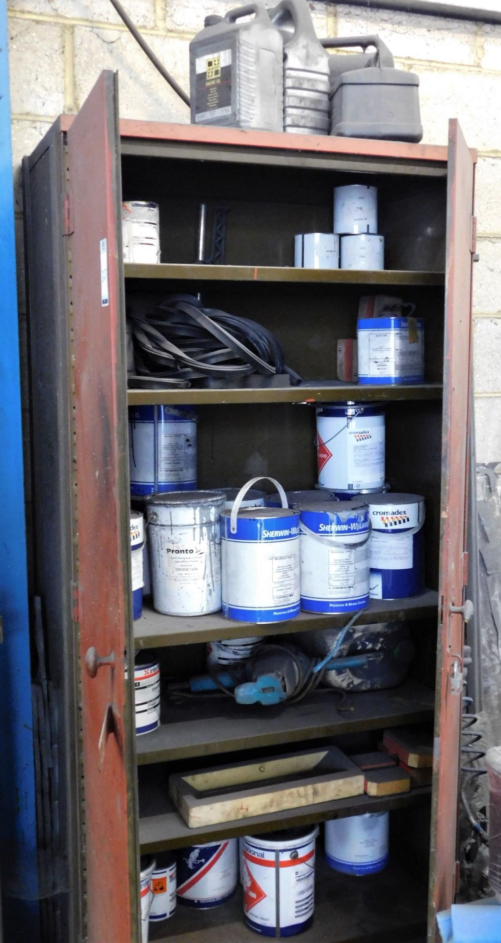 Flammables Cabinet & Contents Comprising Assorted Paints & Thinners (Location: Tottenham. Please