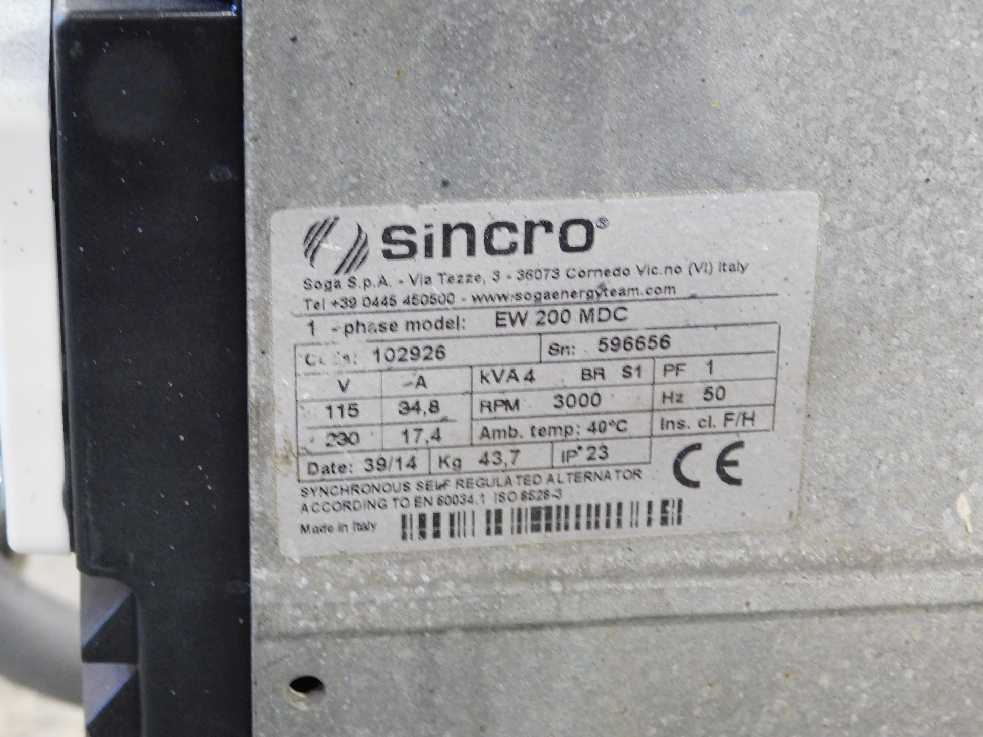 Sincro EW200DC Honda Petrol Driven Portable Welder (Location: Tottenham. Please Refer to General - Image 3 of 4
