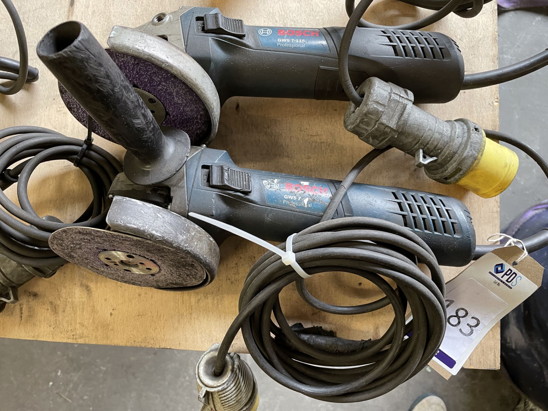 Two Bosch GWS 7-115 Professional Grinders, 110v (Location: Tottenham. Please Refer to General