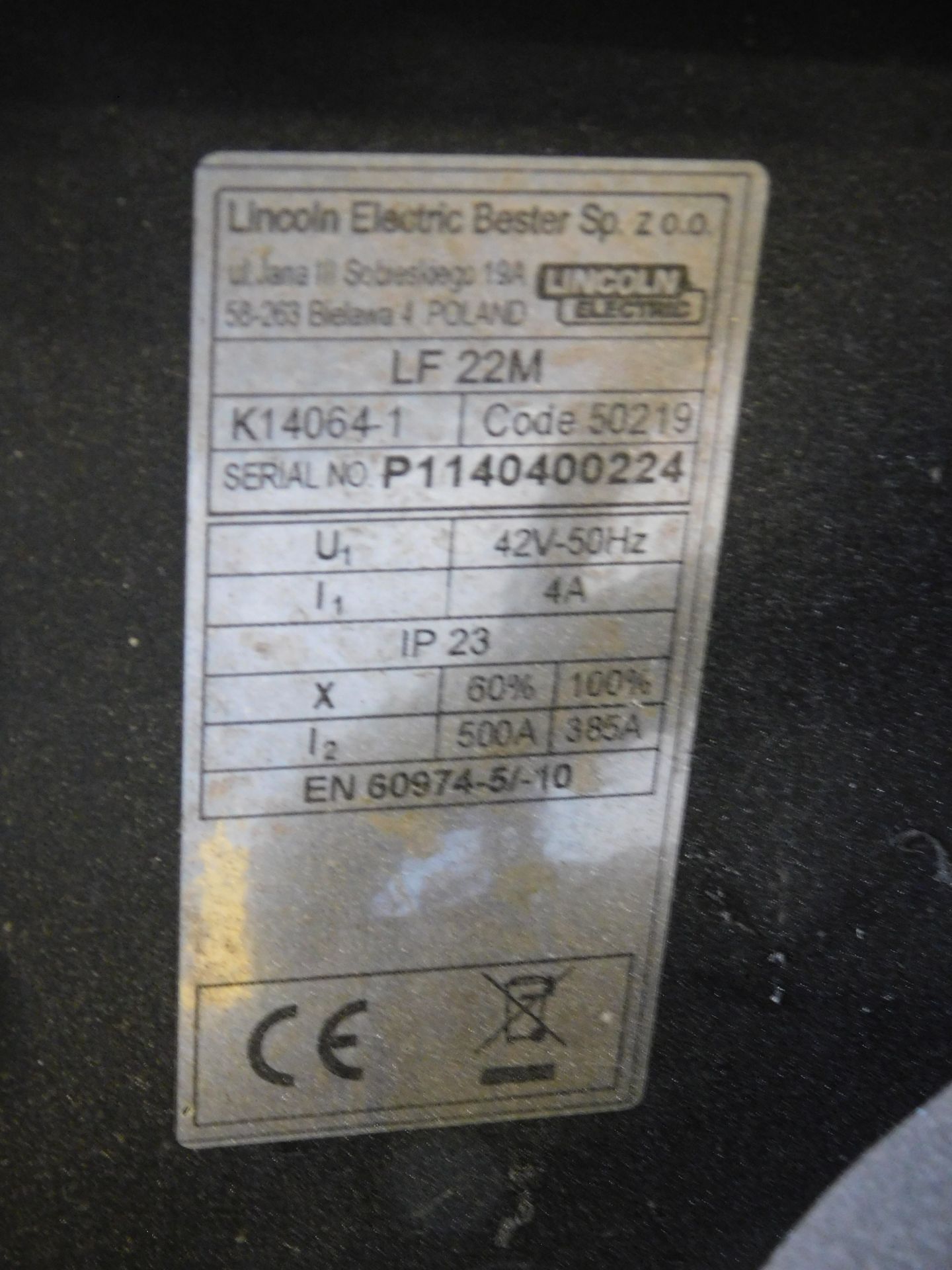 Lincoln 505 S Powertec Mig Welder (2005) with LF22M Wire Feed (Location: Tottenham. Please Refer - Image 6 of 6