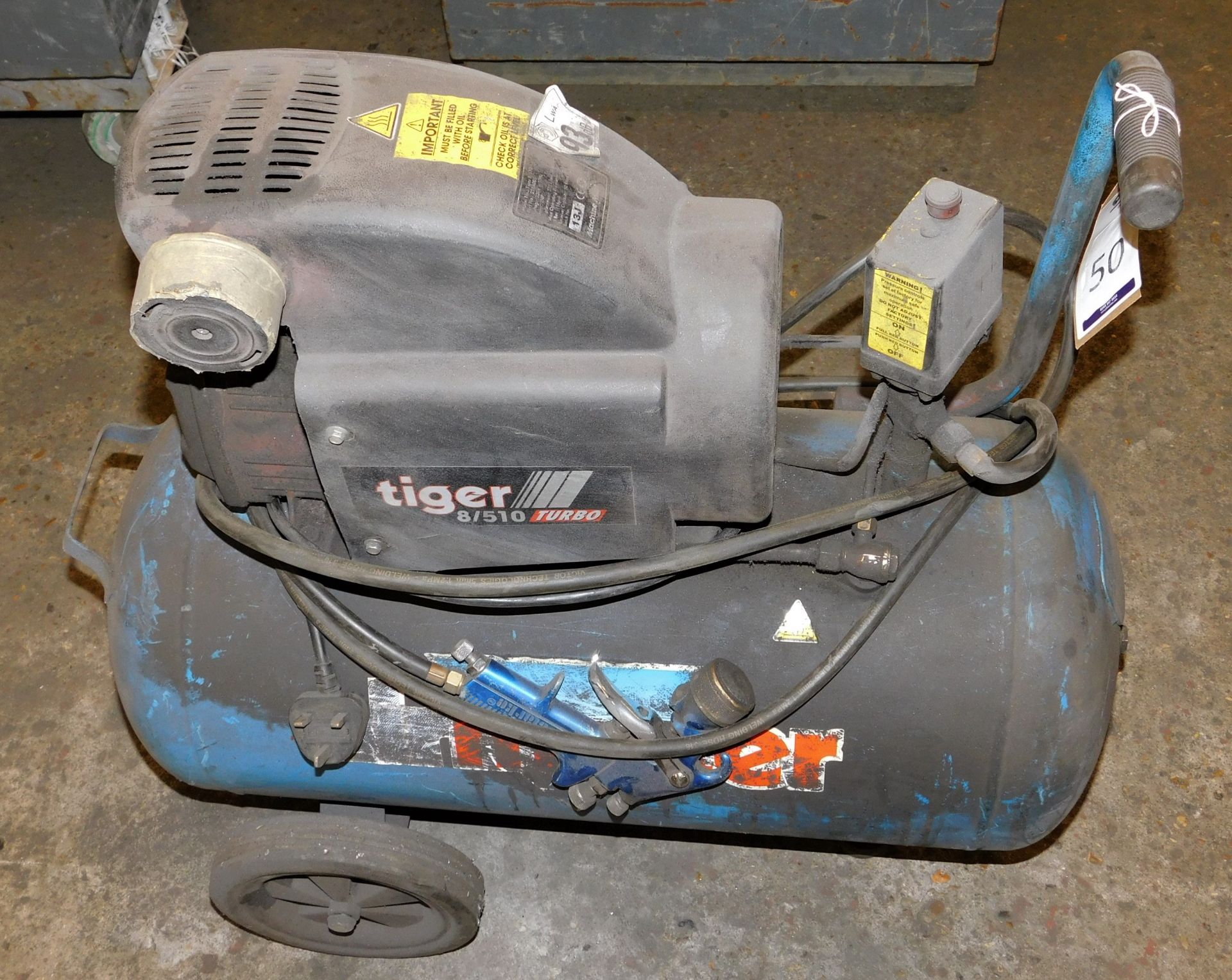 Airmaster Tiger 8/510 Turbo Mobile Air Compressor, 240v (Location: Tottenham. Please Refer to