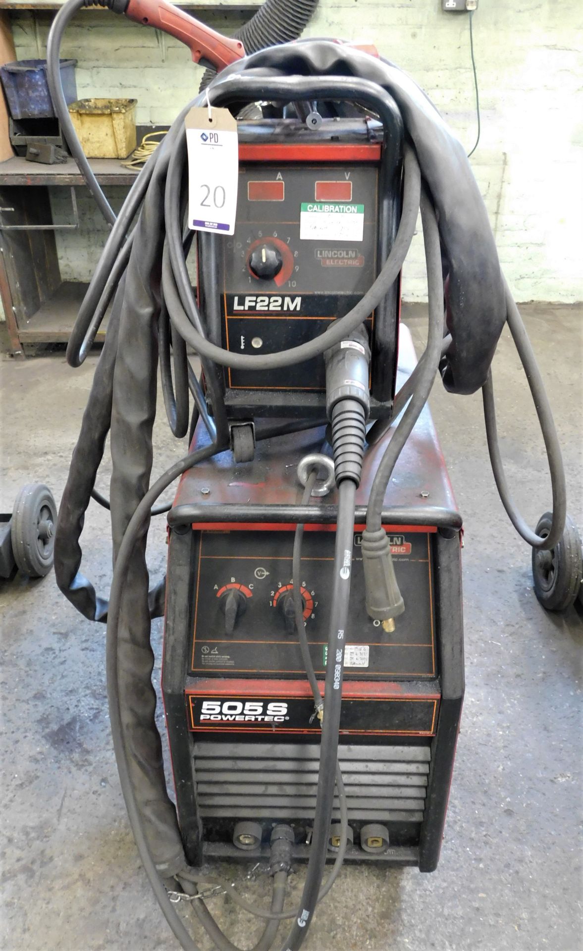 Lincoln 505 S Powertec Mig Welder (2006) with LF22M Wire Feed (Location: Tottenham. Please Refer