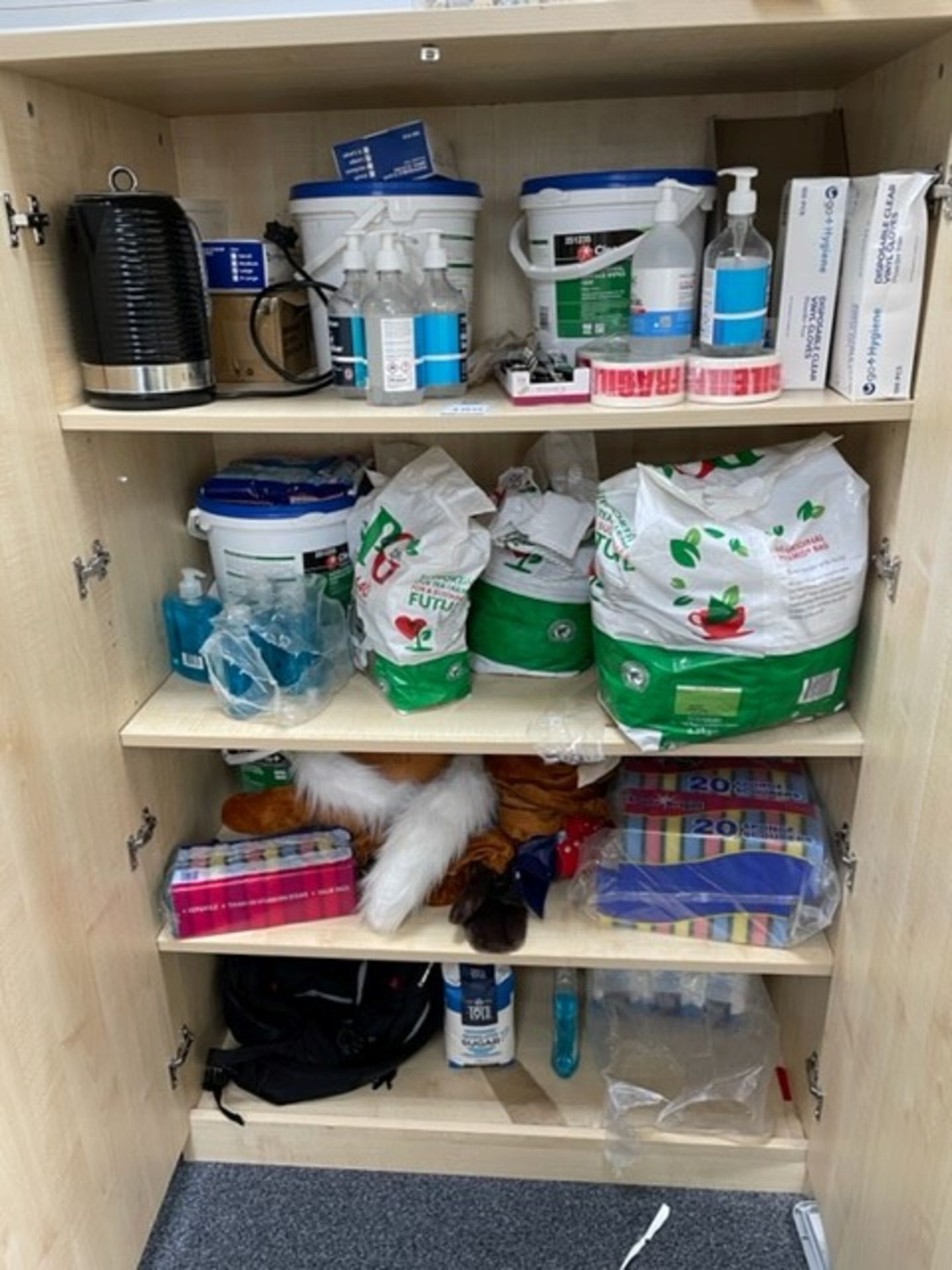 Contents of Cupboard To Include Tea, Surface Wipes, Sugar etc (Location: Westminster. Please Refer