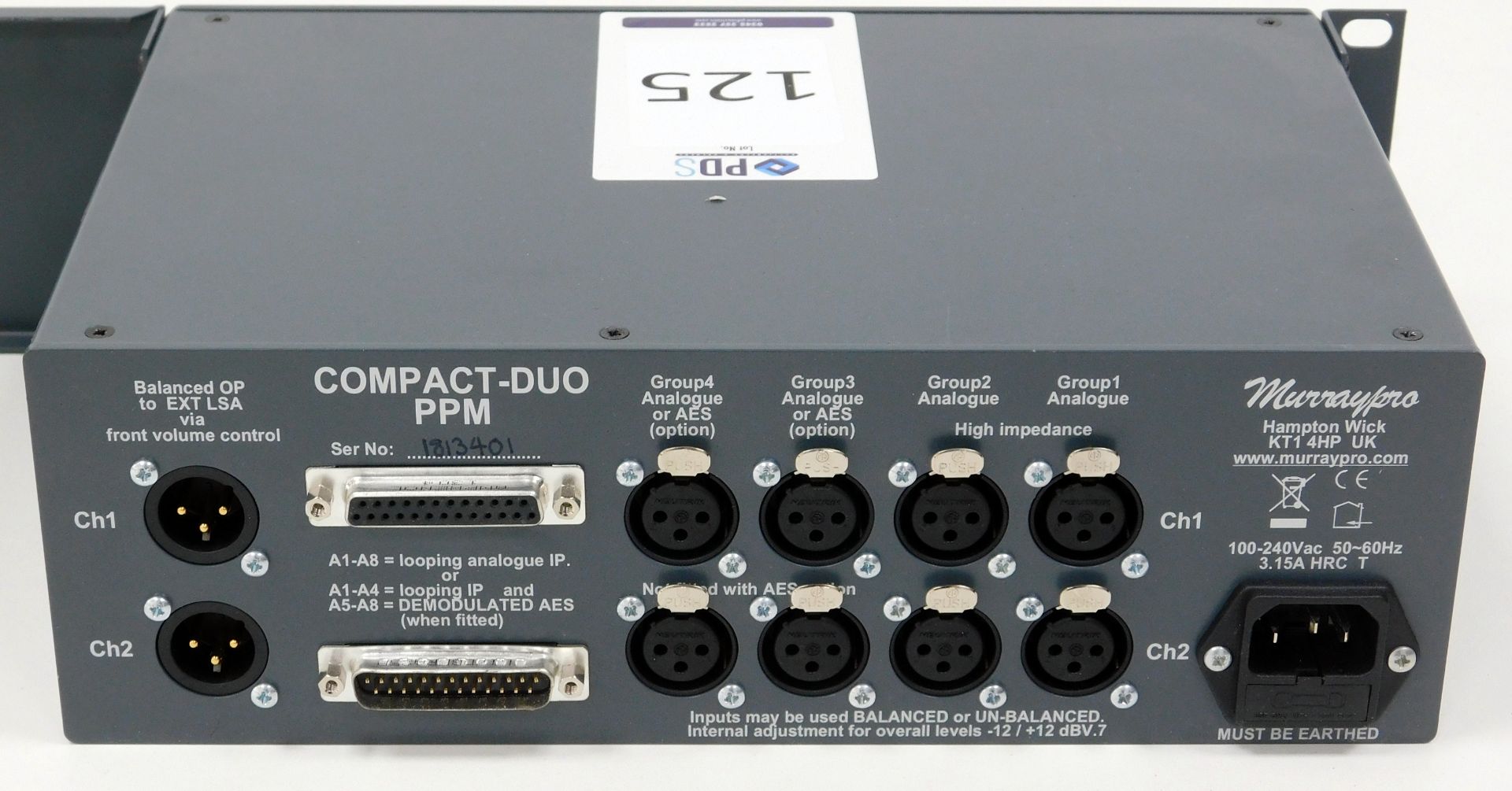Murray Pro Compact-Duo Rackmount PPM Meter (Location: Westminster. Please Refer to General Notes) - Image 2 of 2