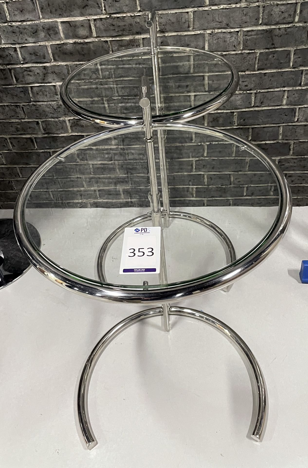 Two Chrome Framed Circular Side Tables (Location: Westminster. Please Refer to General Notes)