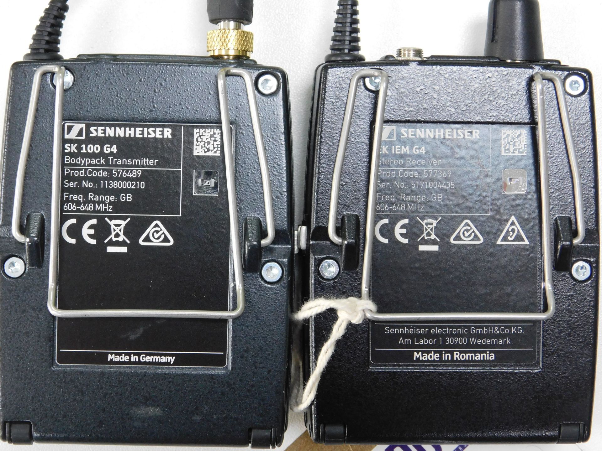 Sennheiser SK100 Body Pack Transmitter with Sennheiser EK100 G4 Body Pack Receiver (Location: - Image 2 of 2